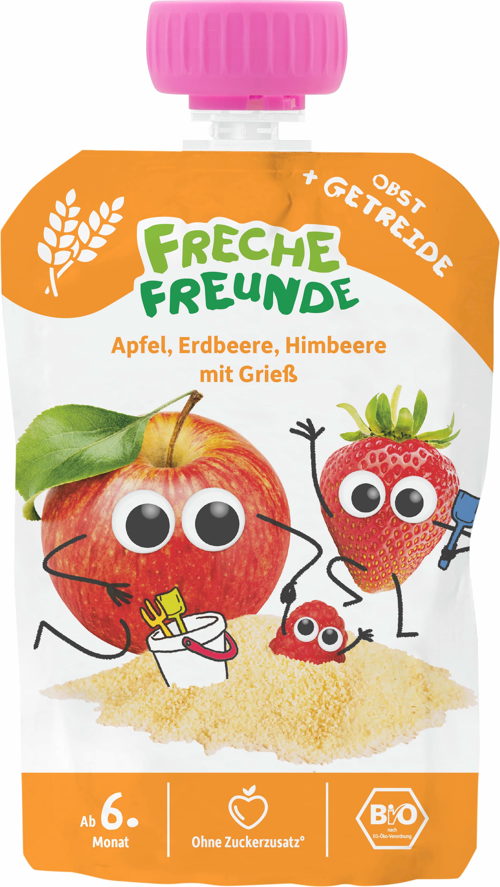 Freche Freunde Quetschie Apfel, Erdbeere, Himbeere mit Gries