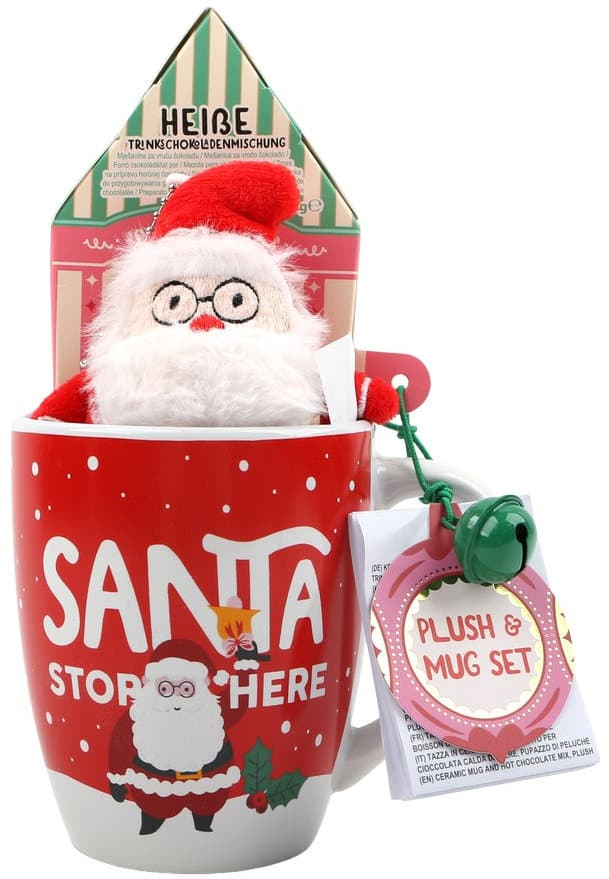 DOLCE VITA GIFTS Tasse & Plüschtier Weihnachtsmann Geschenkpackung