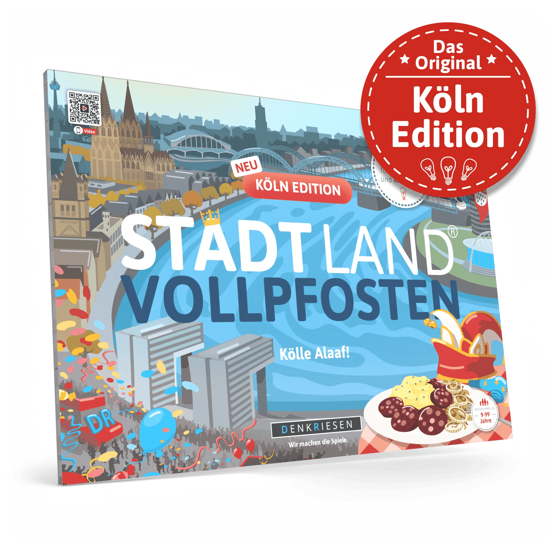 Denkriesen - Stadt Land Vollpfosten® Köln Edition – Spielblock Partyspiel mit Köln Kategorien, Stadt Land Fluss Variante