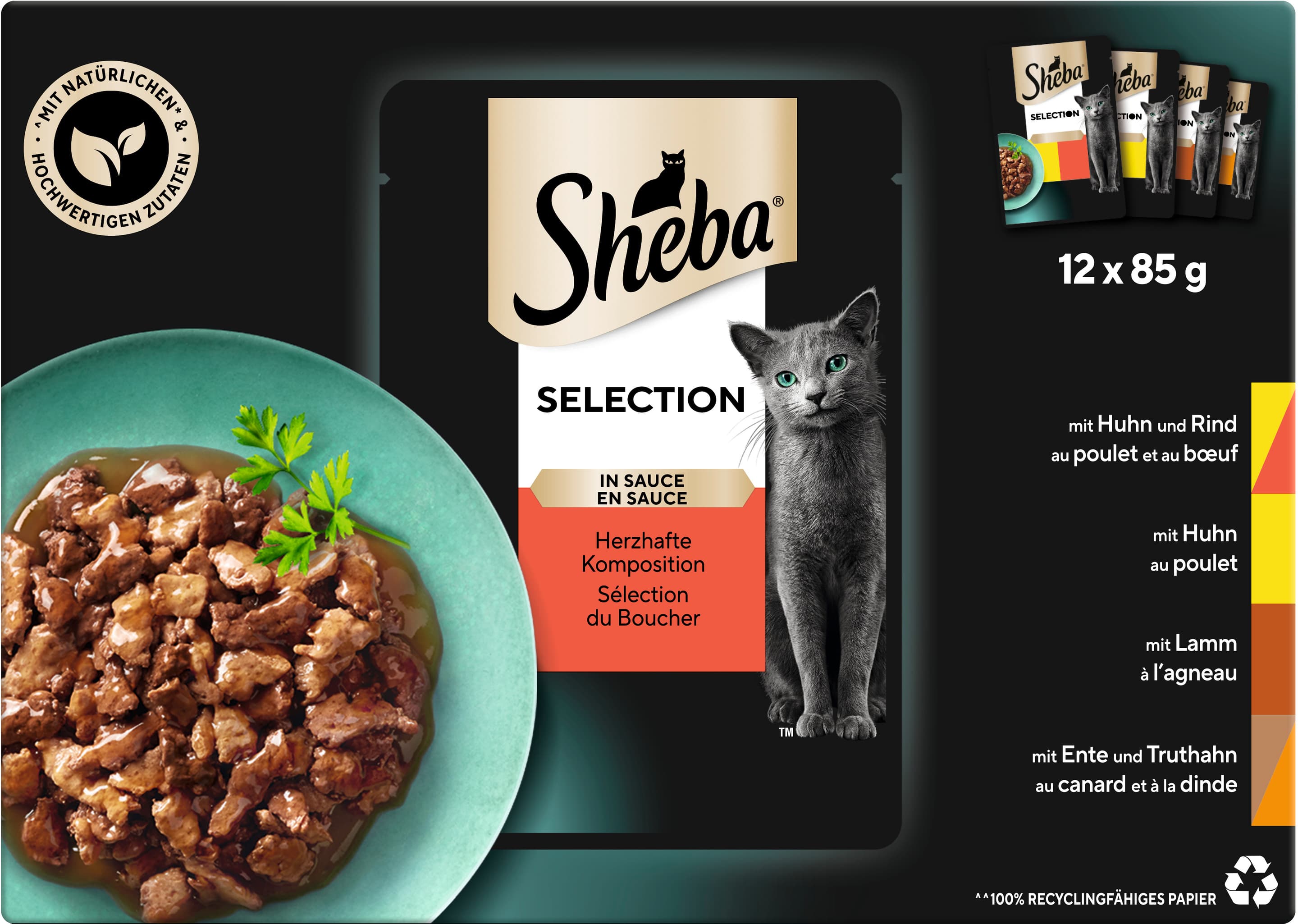 SHEBA® Selection in Sauce Herzhafte Komposition Portionsbeutel 12x85g