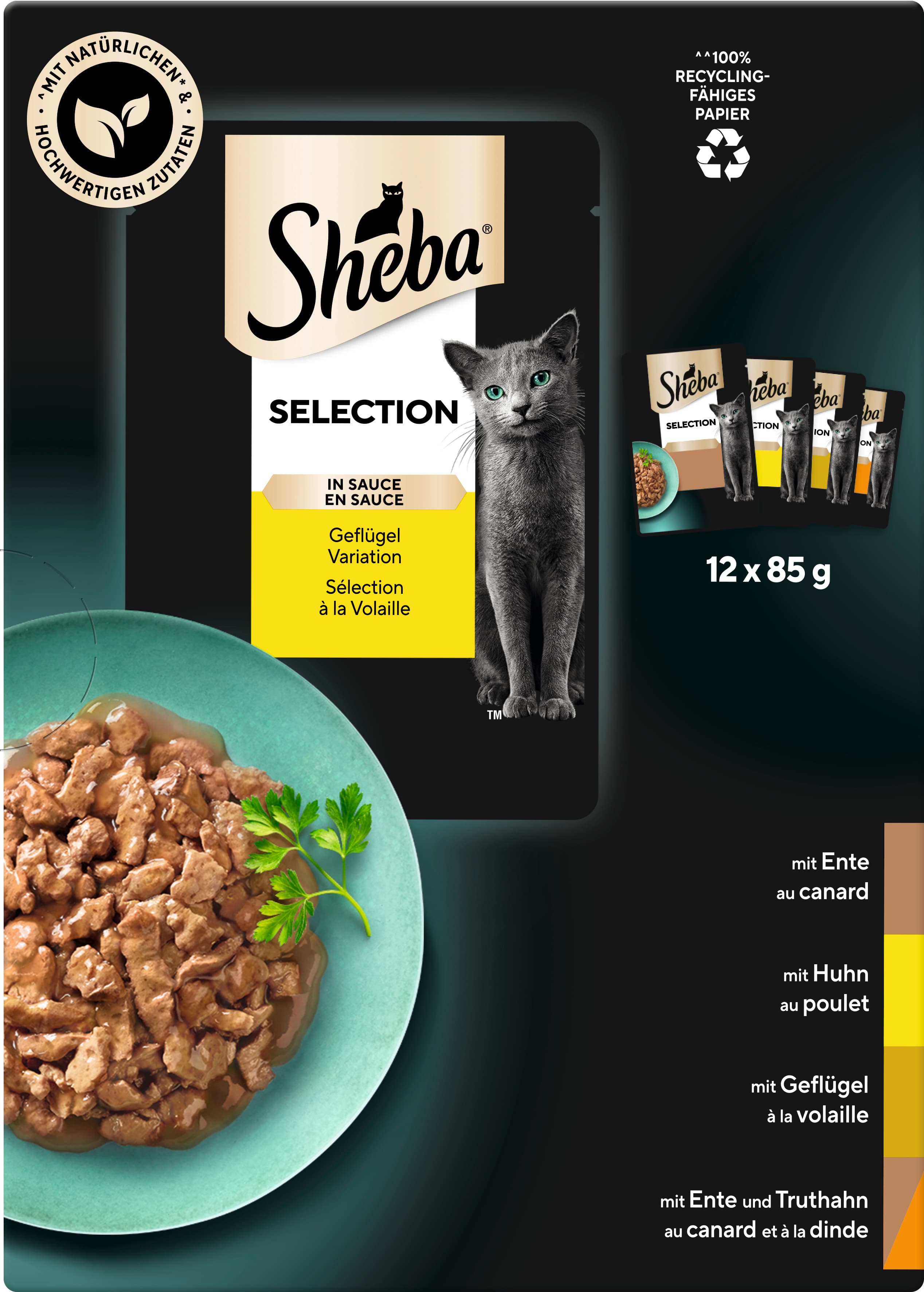 SHEBA® Selection in Sauce Geflügel Variation Portionsbeutel 12x85g