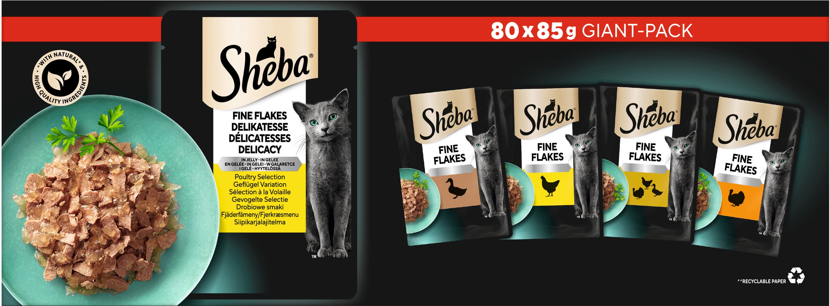 SHEBA® Delikatesse Geflügel Variation in Gelee 80x85g Giant-Pack
