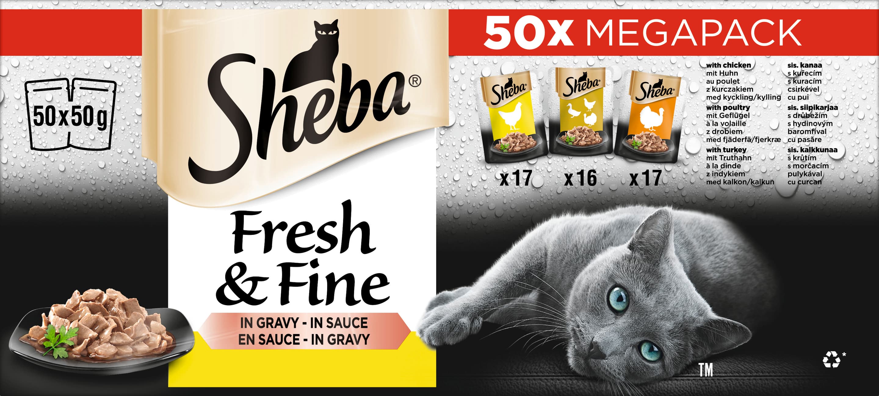Sheba Katzennassfutter Fresh & Fine in Sauce Megapack 50x50g