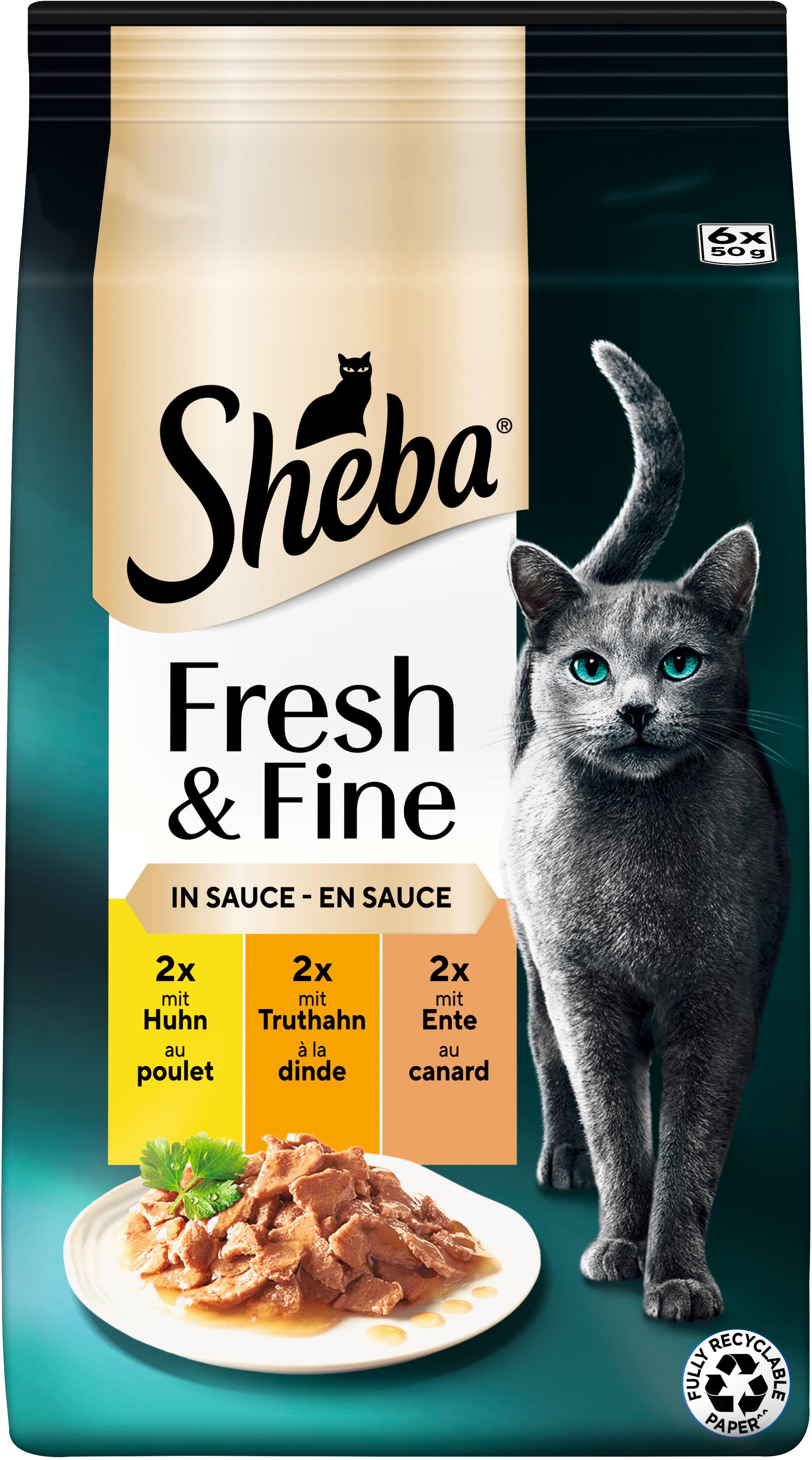 SHEBA® Fresh & Fine Multipack Huhn, Truthahn & Ente in Sauce
