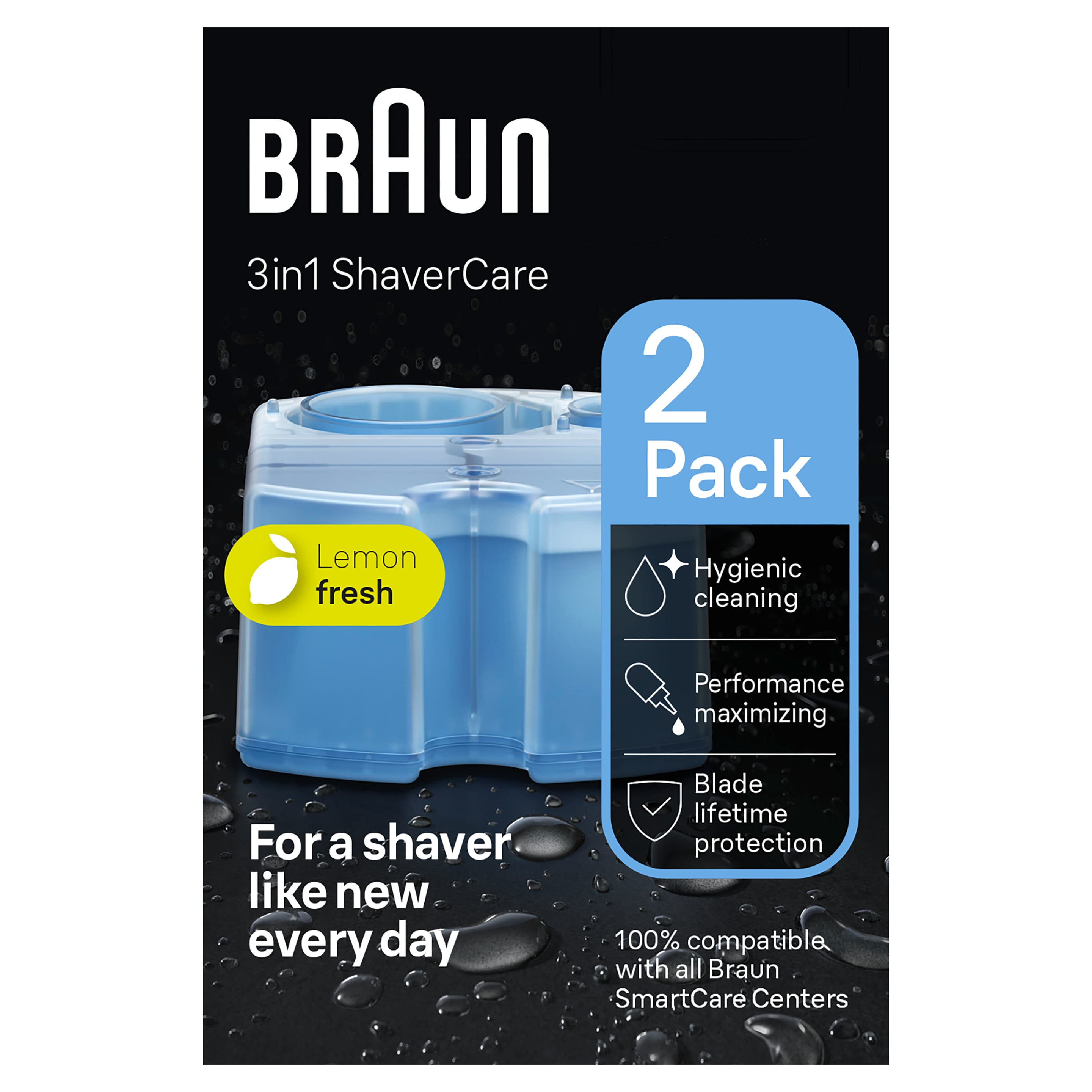 BRAUN 3-in-1 ShaverCare Reinigungskartuschen für Reinigungsstationen, 2er Pack