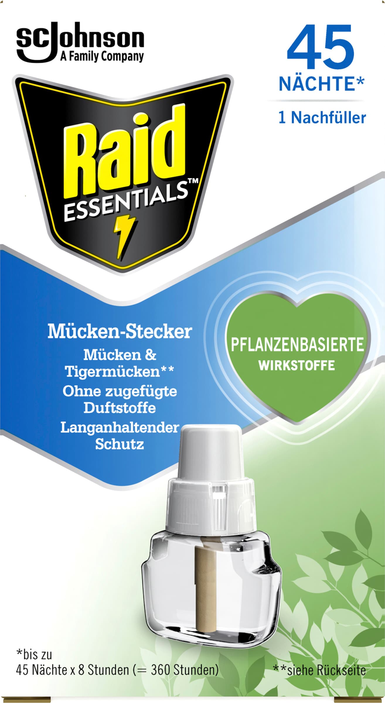 Raid Essentials Mücken-Stecker 45 Nächte Nachfüller