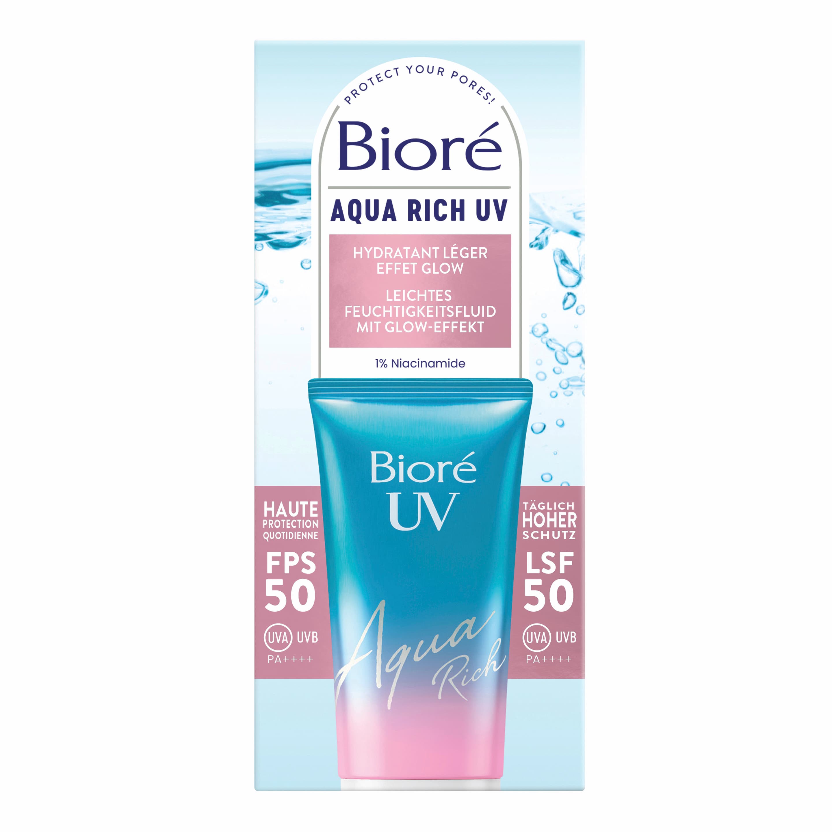BIORÉ Aqua Rich UV Leichtes Feuchtigkeitsfluid mit Glow Effekt LSF50