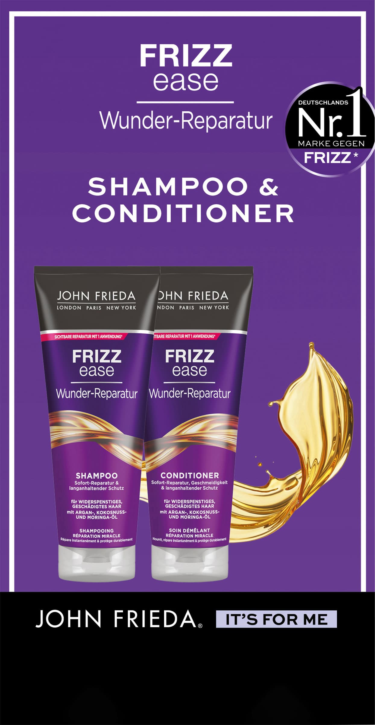 John Frieda Frizz Ease Duo Wunder-Reparatur Shampoo + Condtioner