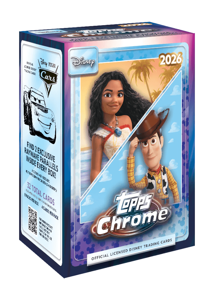 Topps Chrome Disney 2026 Value Box – 8 Boosterpacks mit exklusiven Raywave Parallels Sammelkarten