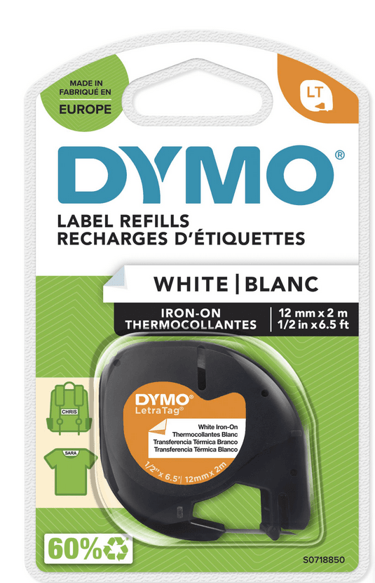 DYMO® Original Schriftband für LetraTag® Aufbügelbar s/w 12mm x 2m