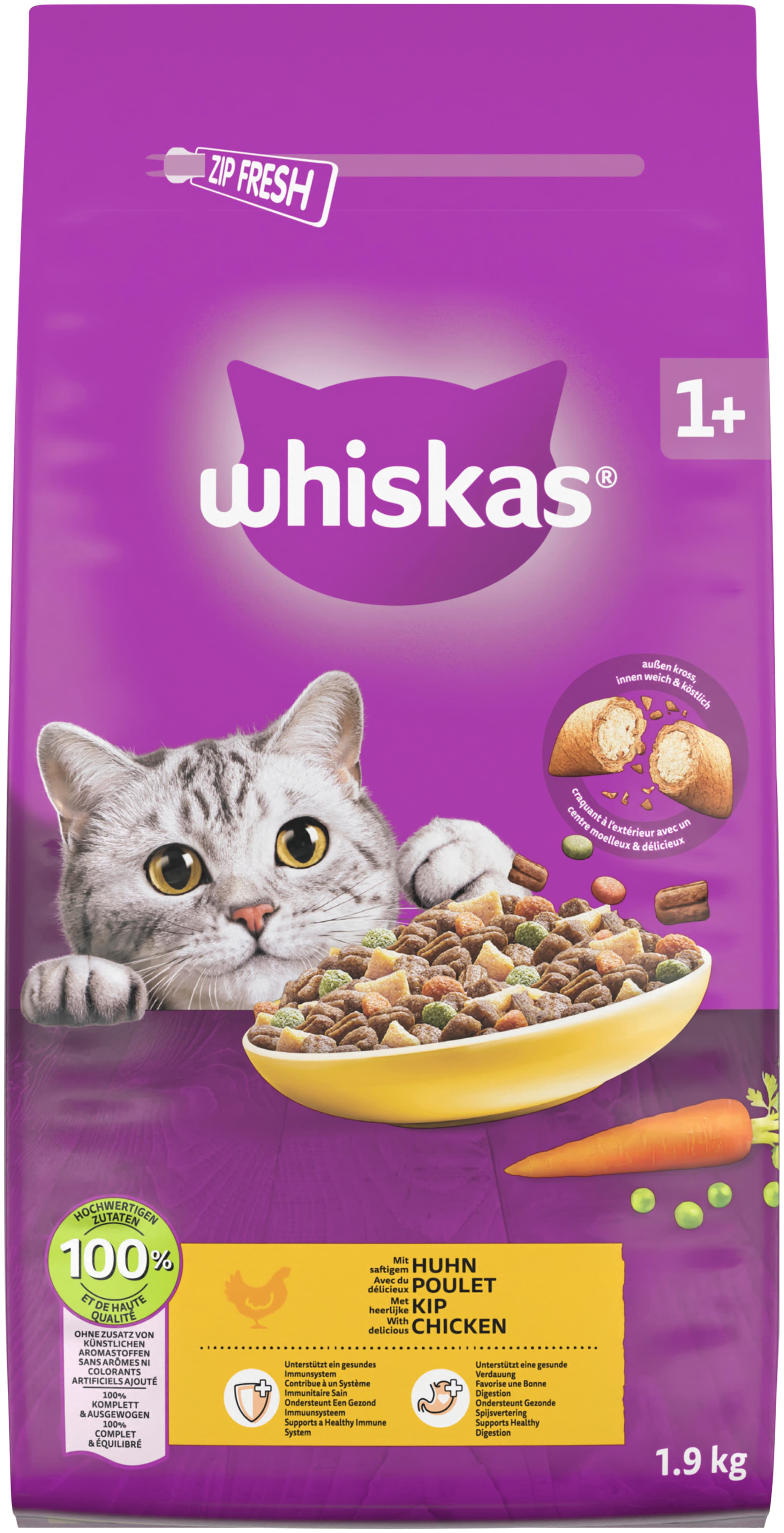 WHISKAS® Beutel Trocken Adult 1+ mit Huhn