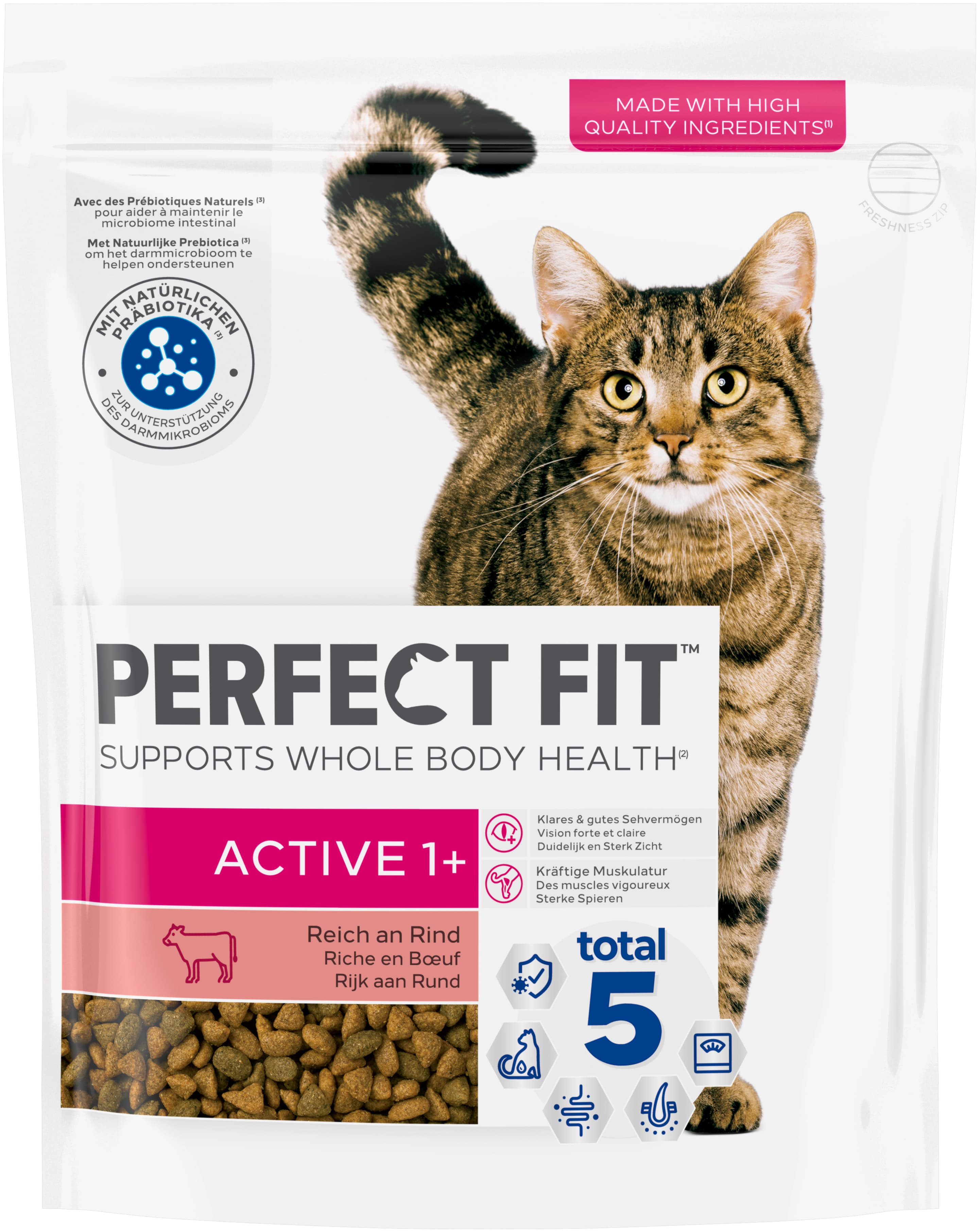 PERFECT FIT™ Katzentrockenfutter Beutel Active 1+ mit Rind