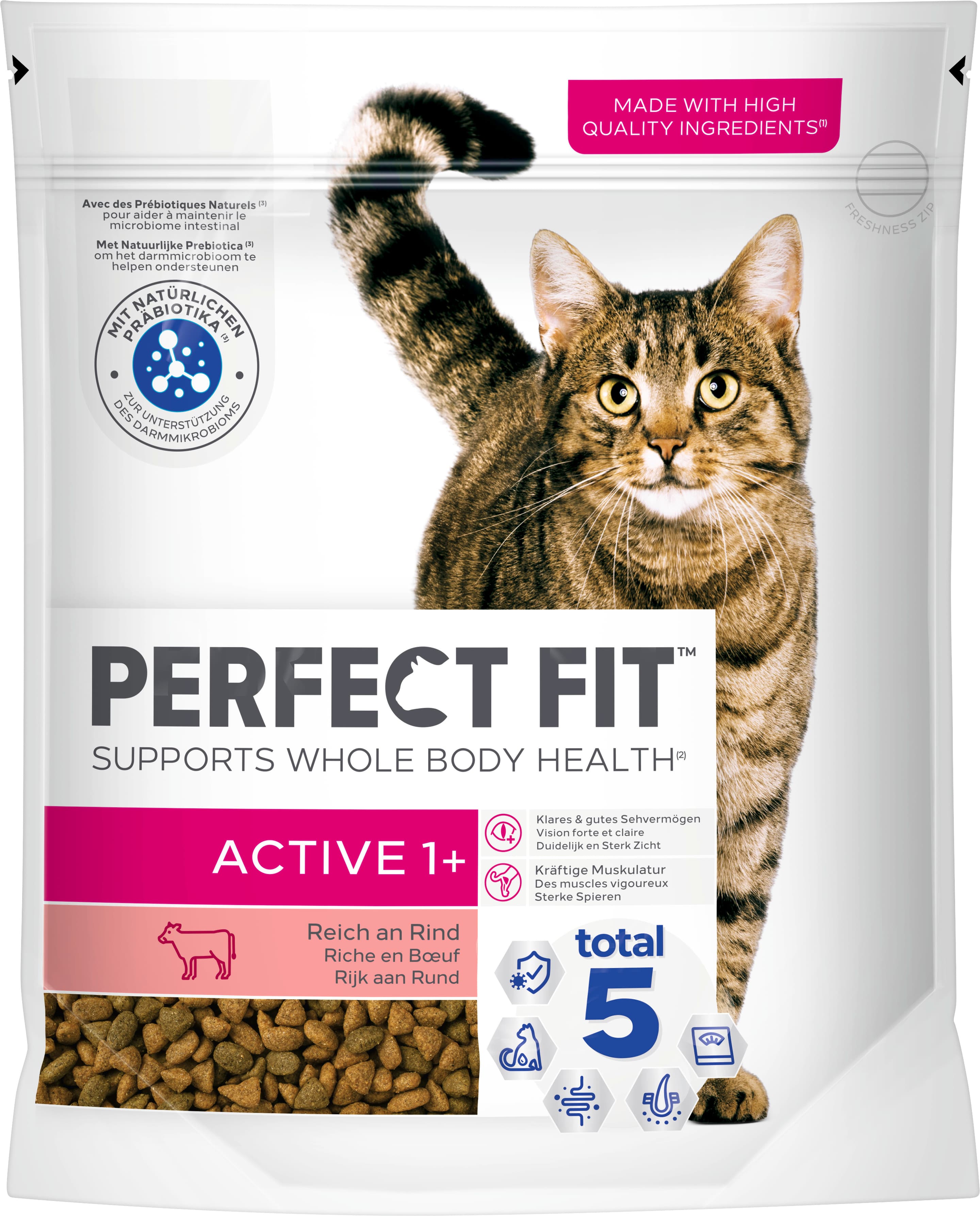 PERFECT FIT™ Katzentrockenfutter Beutel Active 1+ mit Rind