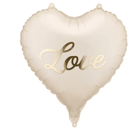 Folienballon Herz Love, beige-gold, 35 cm