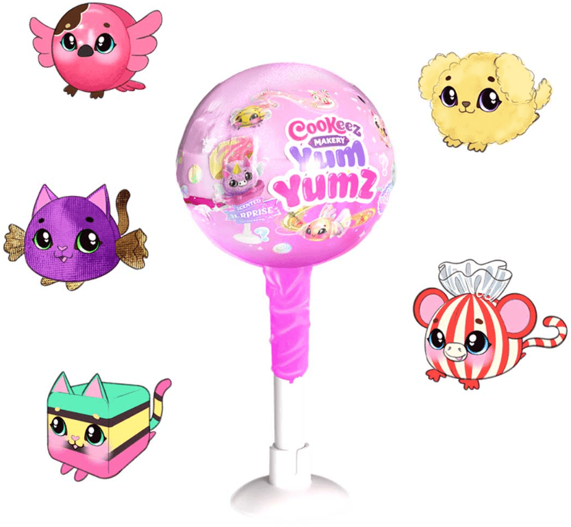 Cookeez Makery Yum Yumz Lollipops Serie 4 Überraschungs-Plüschtier mit Duft im Lolli, 1 Stück