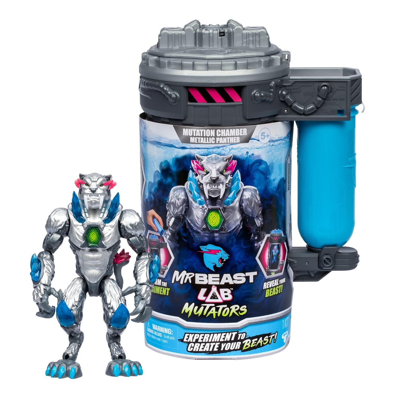 MrBeast Lab – Mutationskammer mit Actionfigur. Experimentiere, um dein Biest zu erschaffen. Entfessle den Metallic Panther