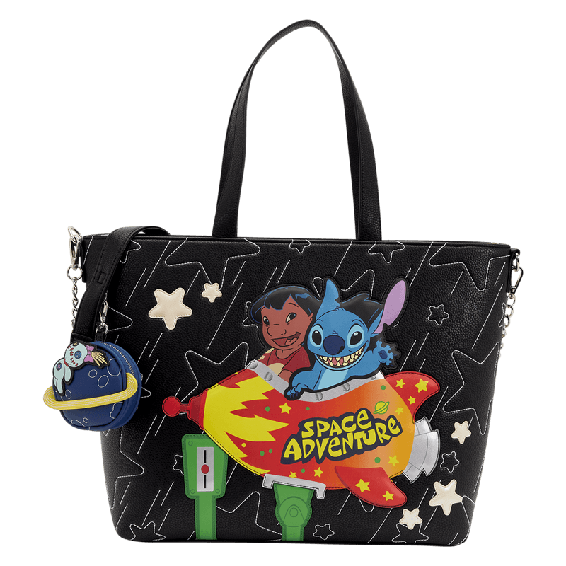 Loungefly Disney Lilo & Stitch Space Adventure Glow Tote Crossbody Bag with Coin Bag