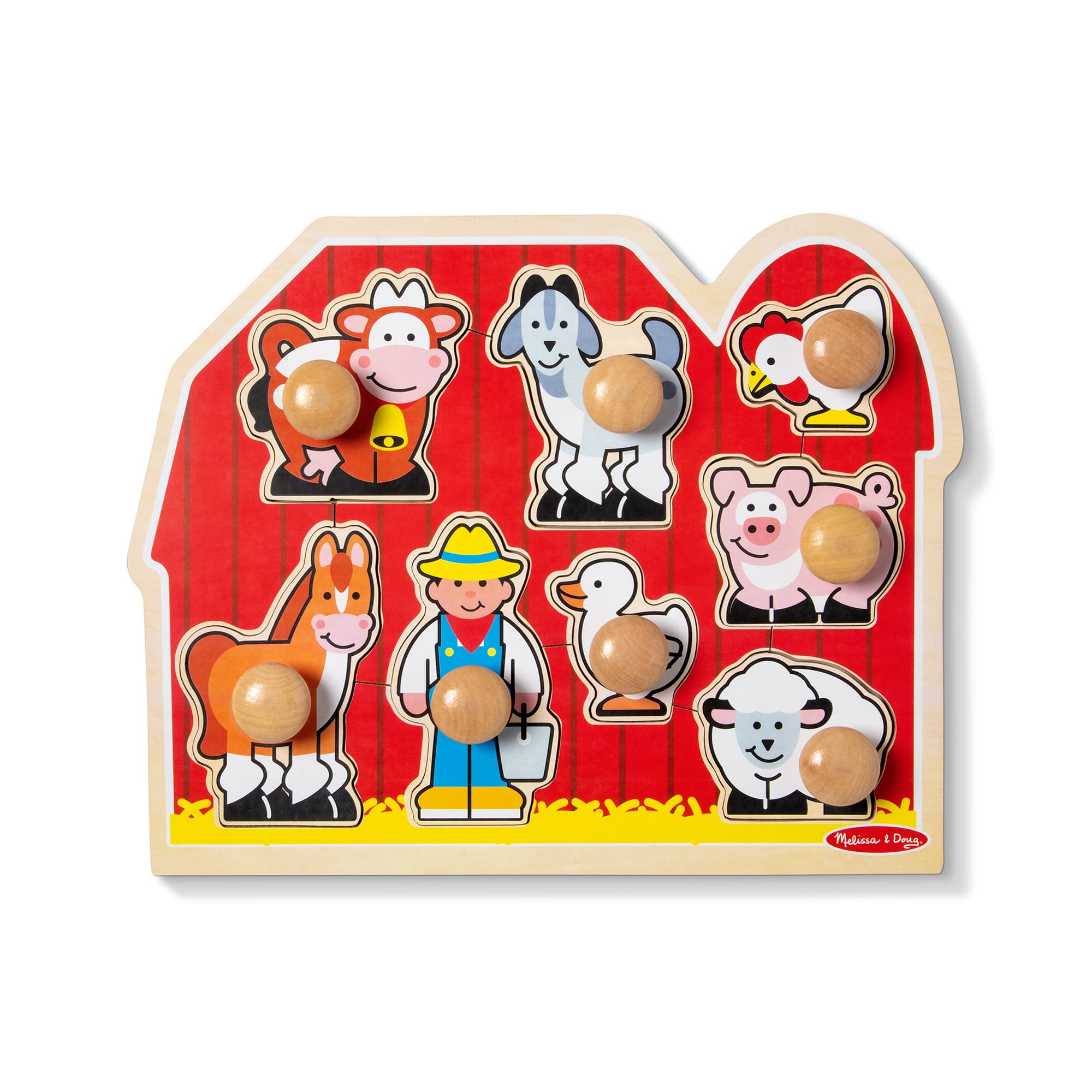 Melissa & Doug Bauernhoftiere Jumbo-Knopf-Puzzle aus Holz ab 1 Jahr