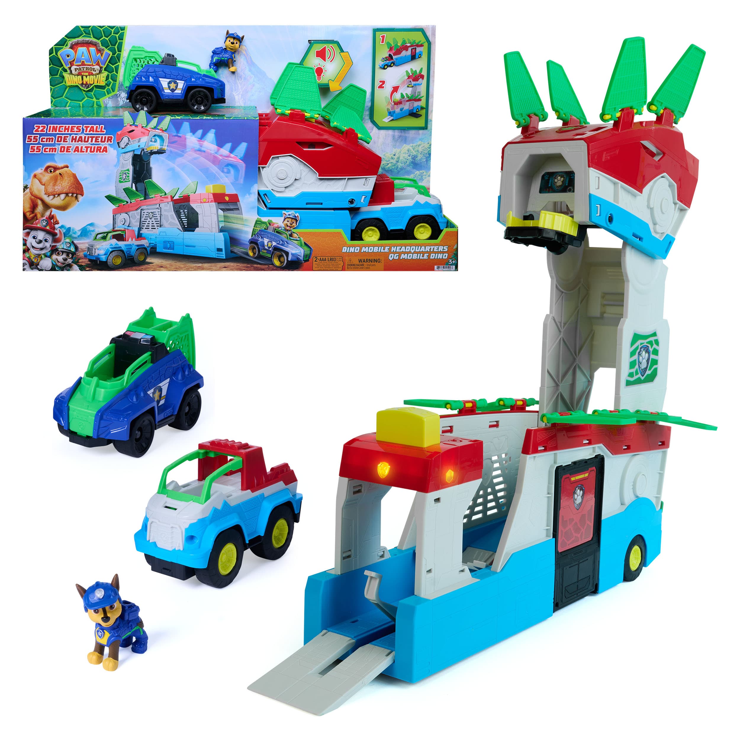 PAW Patrol: Der Dino Film, 2-in-1 Mobiles Dino-Hauptquartier, Transformierbarer Patroller