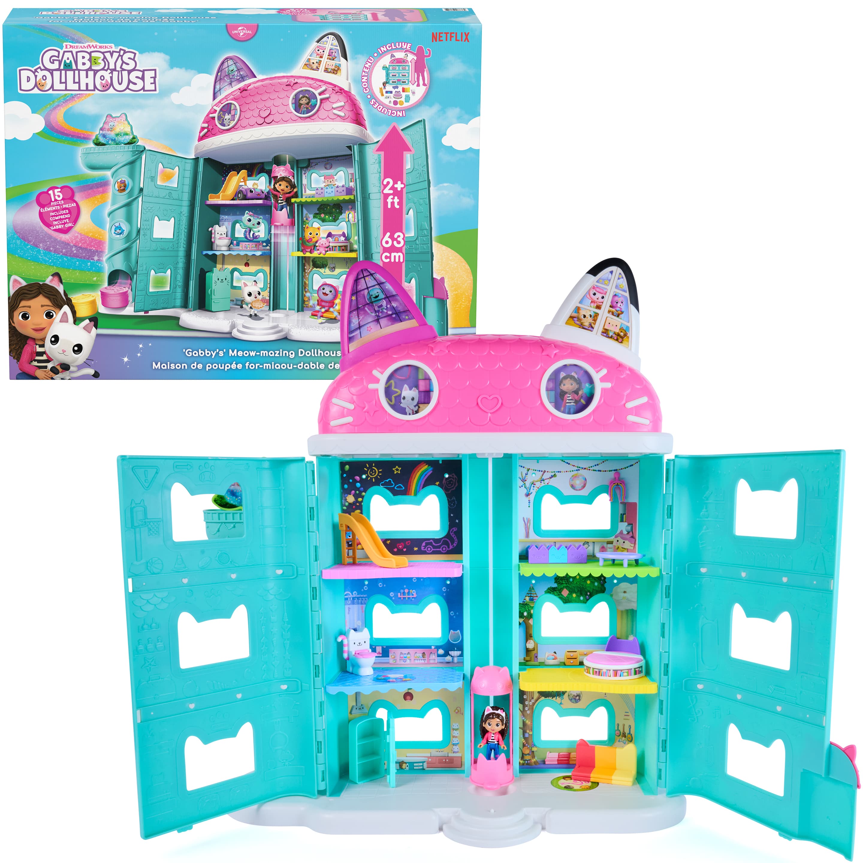 Gabby’s Dollhouse Meow-Mazing Dollhouse Spielset mit Gabby-Figur und Zubehör
