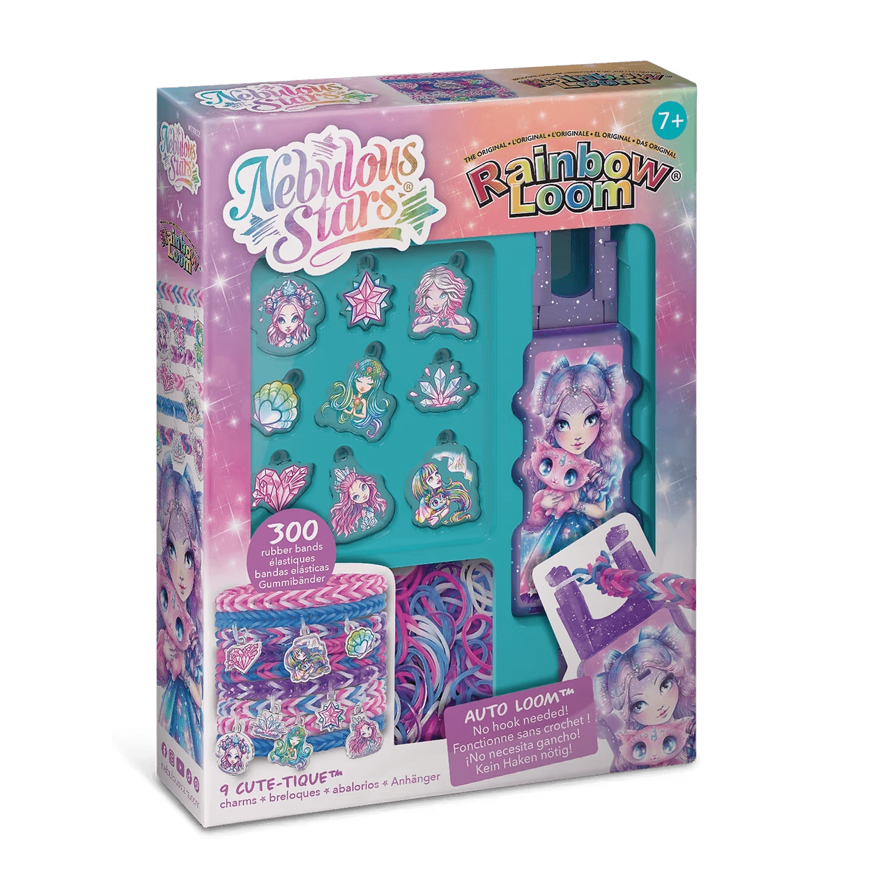 Nebulous Stars Rainbow Loom Auto Loom Armband-Set mit 300 Gummibändern und 9 Charms