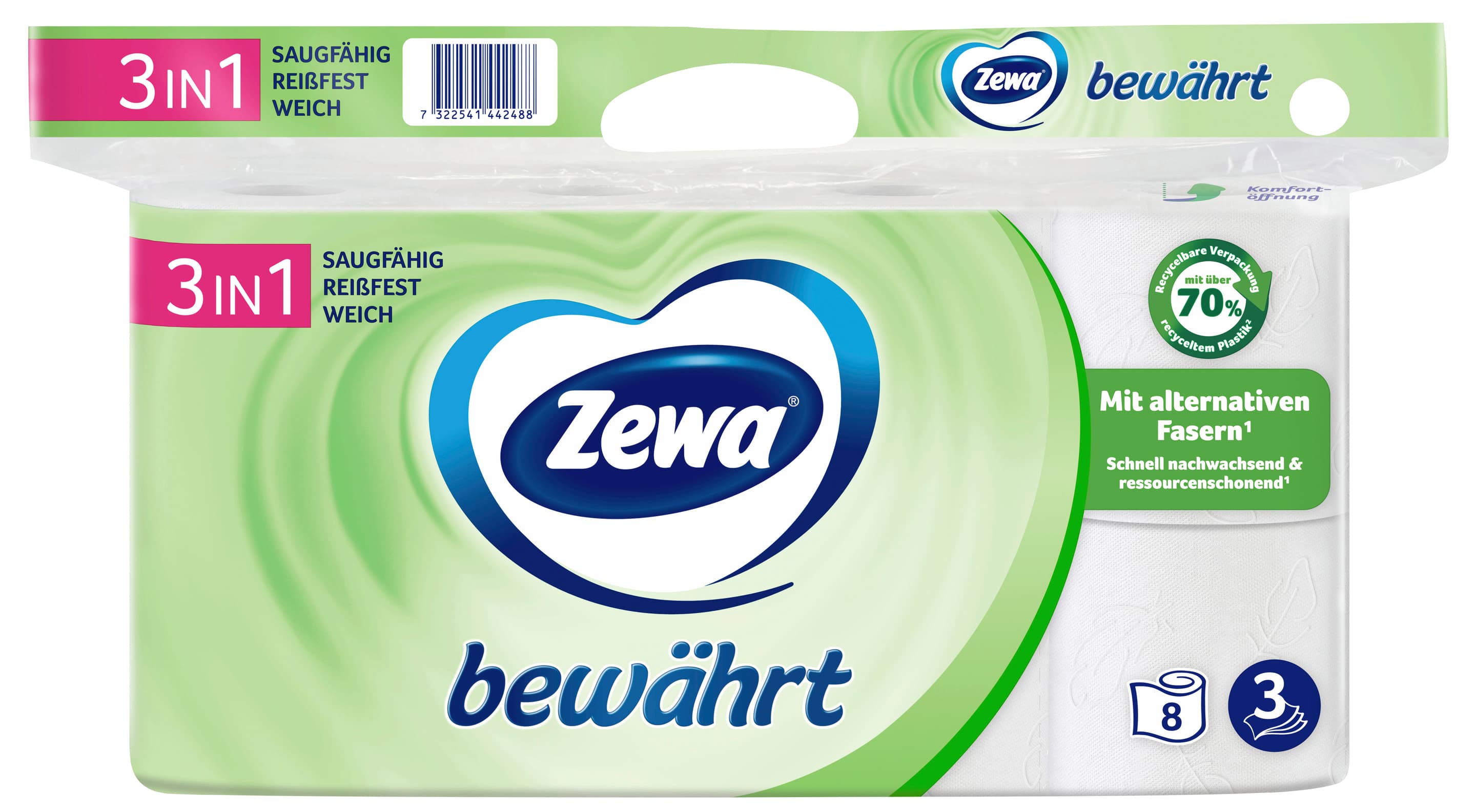 Zewa bewährt Toilettenpapier 8x150 Blatt