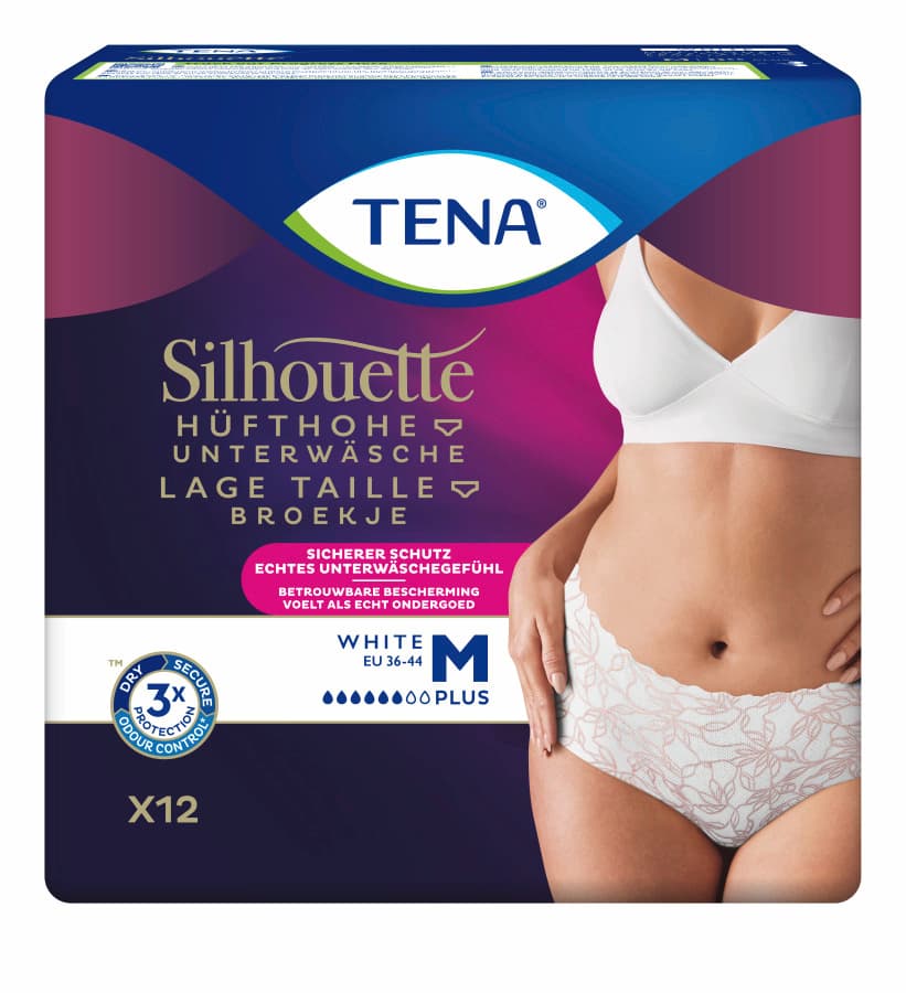 Tena Silhouette Hüfthohe Unterwäsche Plus Weiß Gr. M
