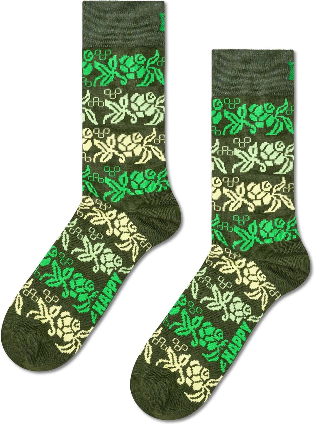 Happy Socks Unisex Socken Green Stripe Flowers