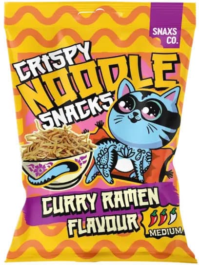 SNAXS CO. Crispy Noodle Snack Curry Ramen Flavour