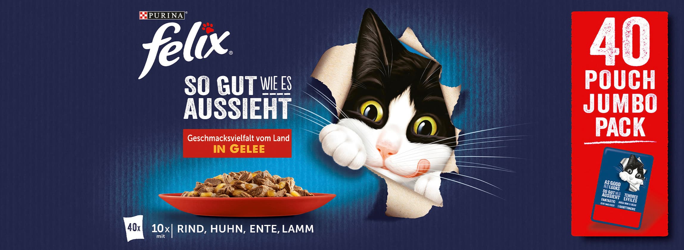 PURINA FELIX So gut wie es aussieht Gemischte Vielfalt vom Land in Gelee Katzennassfutter