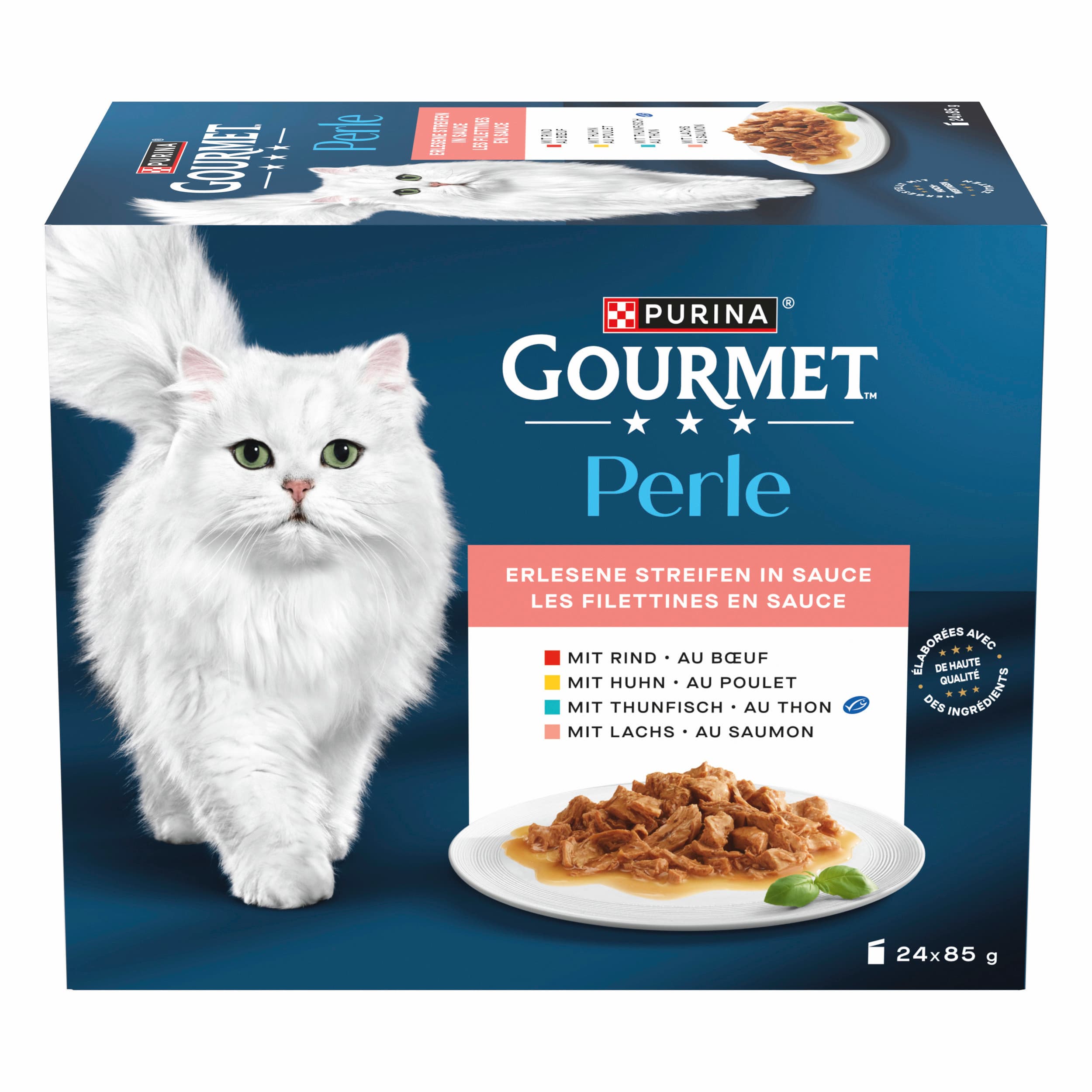 PURINA GOURMET Katzennassfutter Perle Erlesene Streifen Mix 24x85g