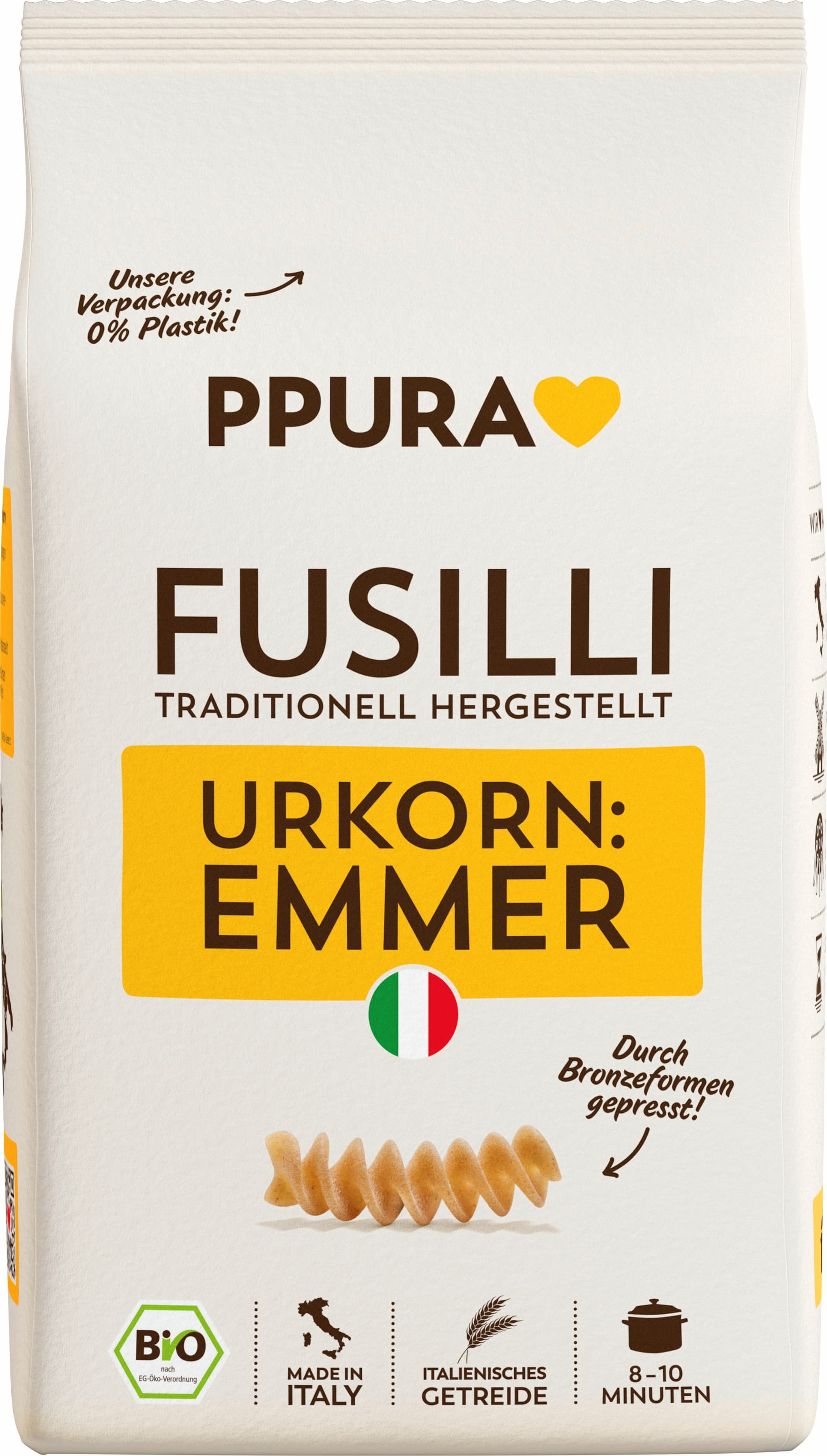 PPURA Bio Fusilli Emmer, 100% natürlich