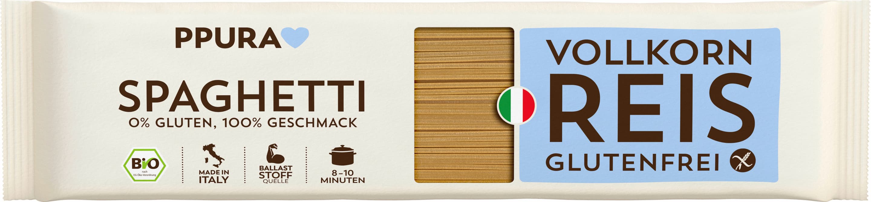 PPURA Bio Spaghetti aus Vollkornreis glutenfrei, 100% natürlich