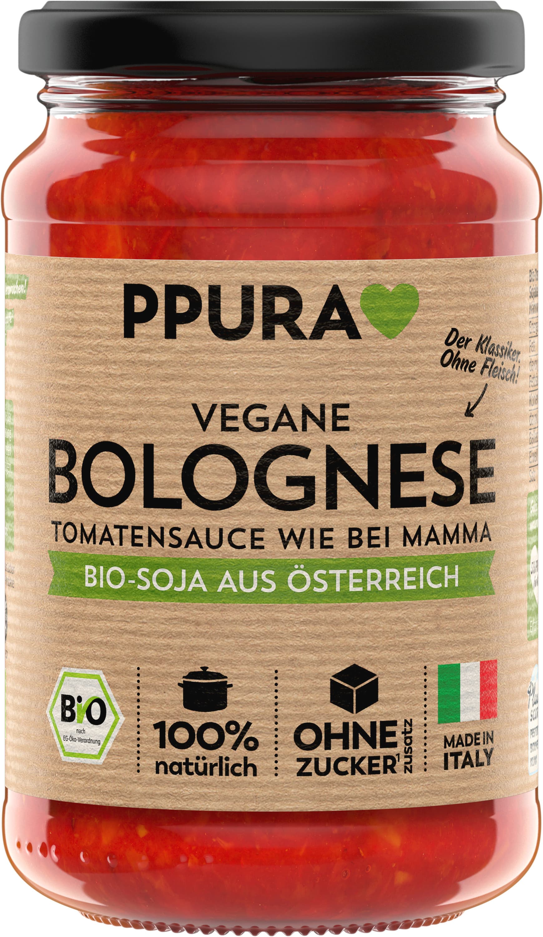 PPURA Bio Sugo Bolognese Vegan, 100% natürlich