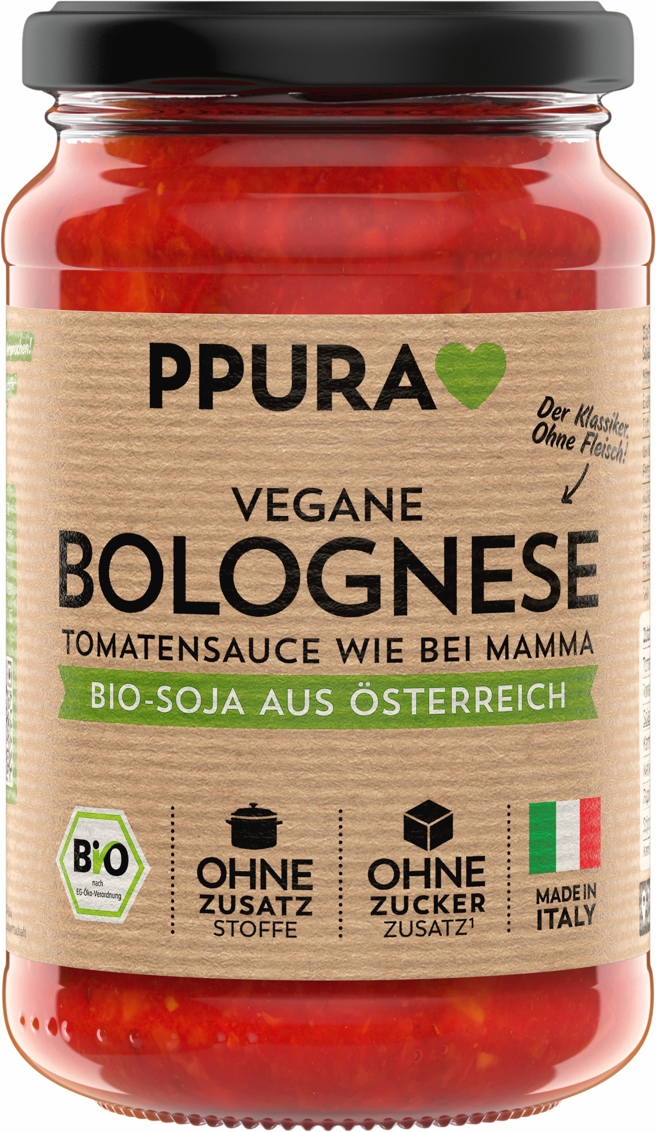 PPURA Bio Sugo Bolognese Vegan, 100% natürlich