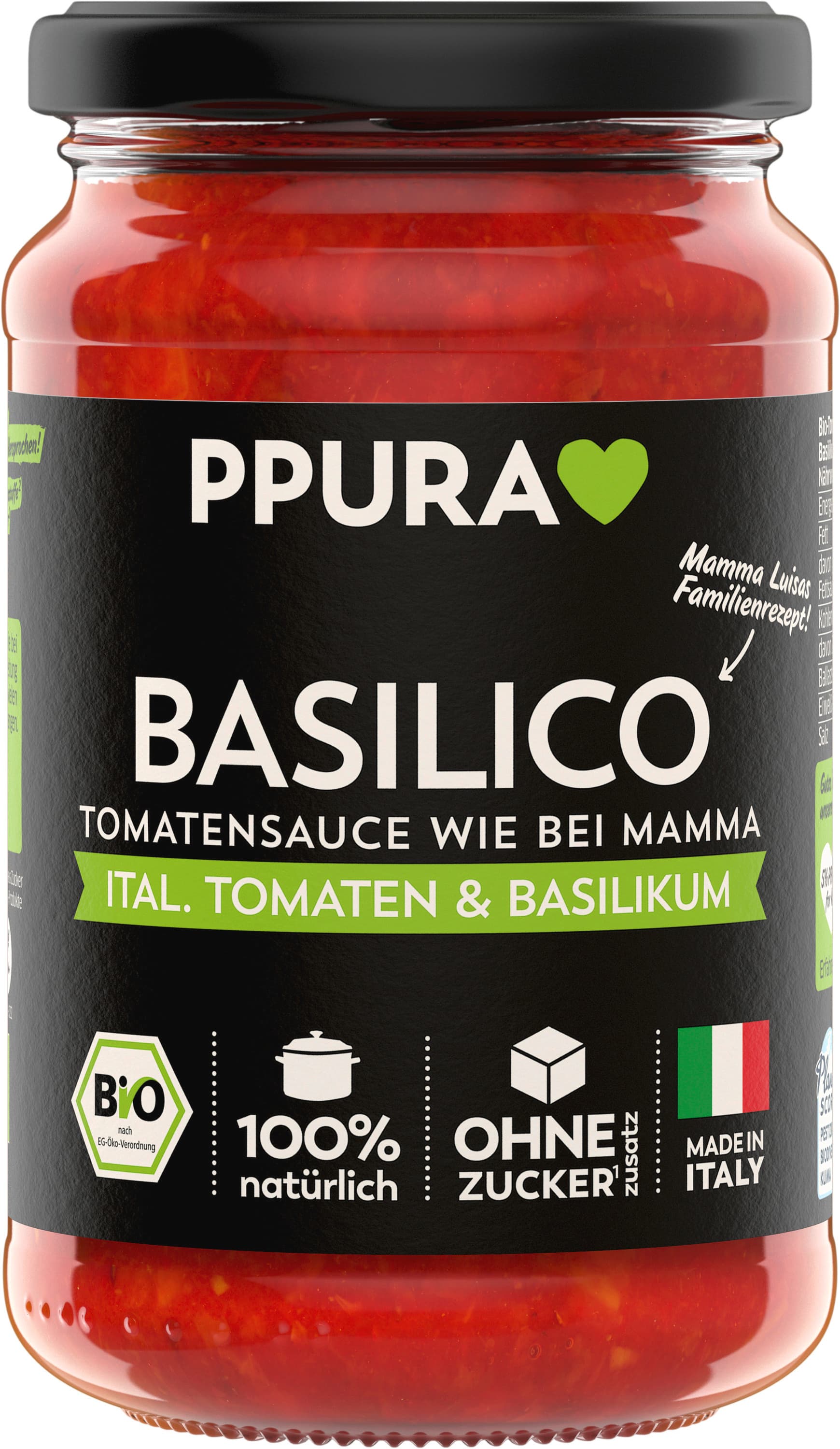 PPURA Bio Sugo Basilico, 100% natürlich