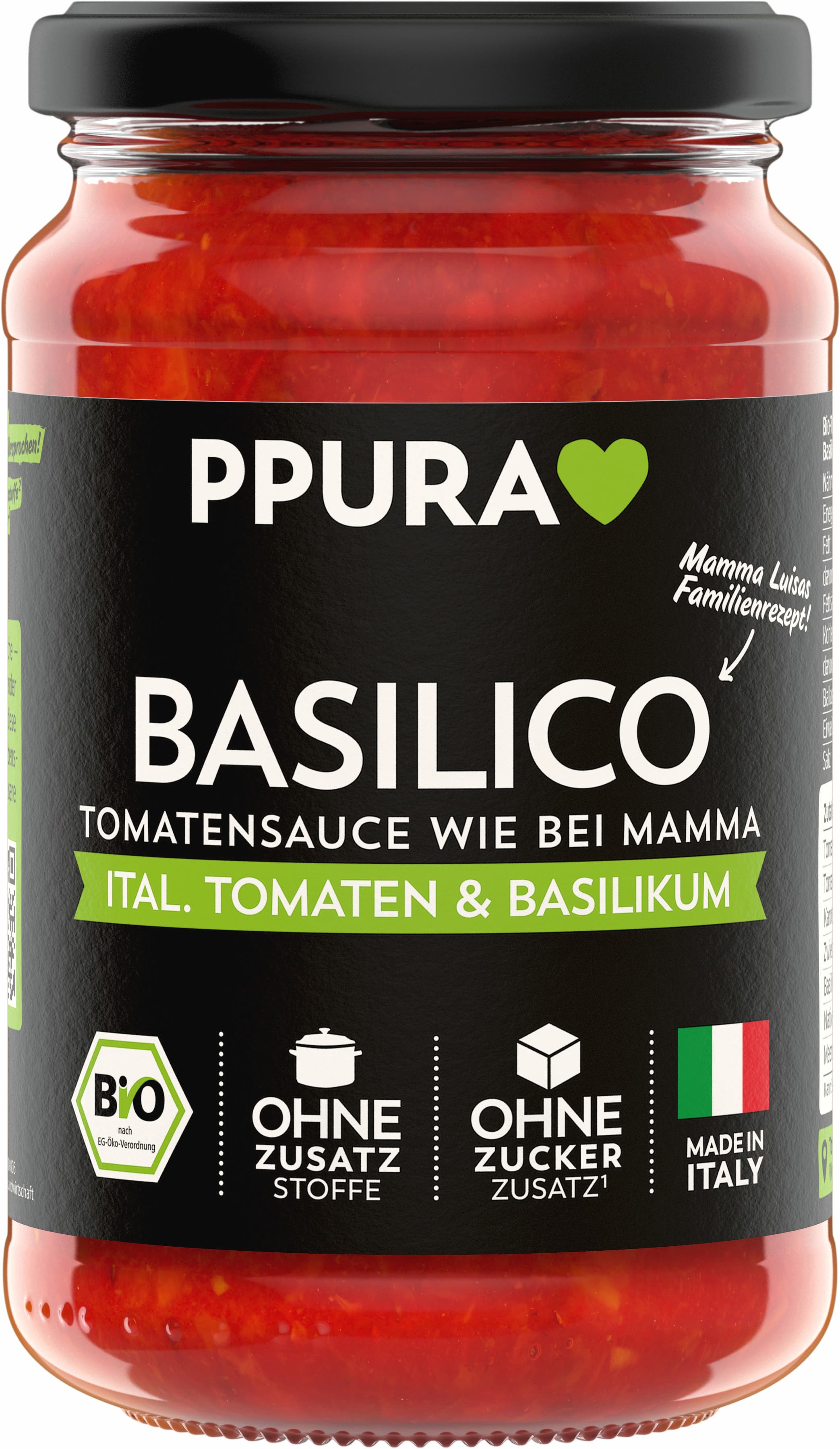 PPURA Bio Sugo Basilico, 100% natürlich