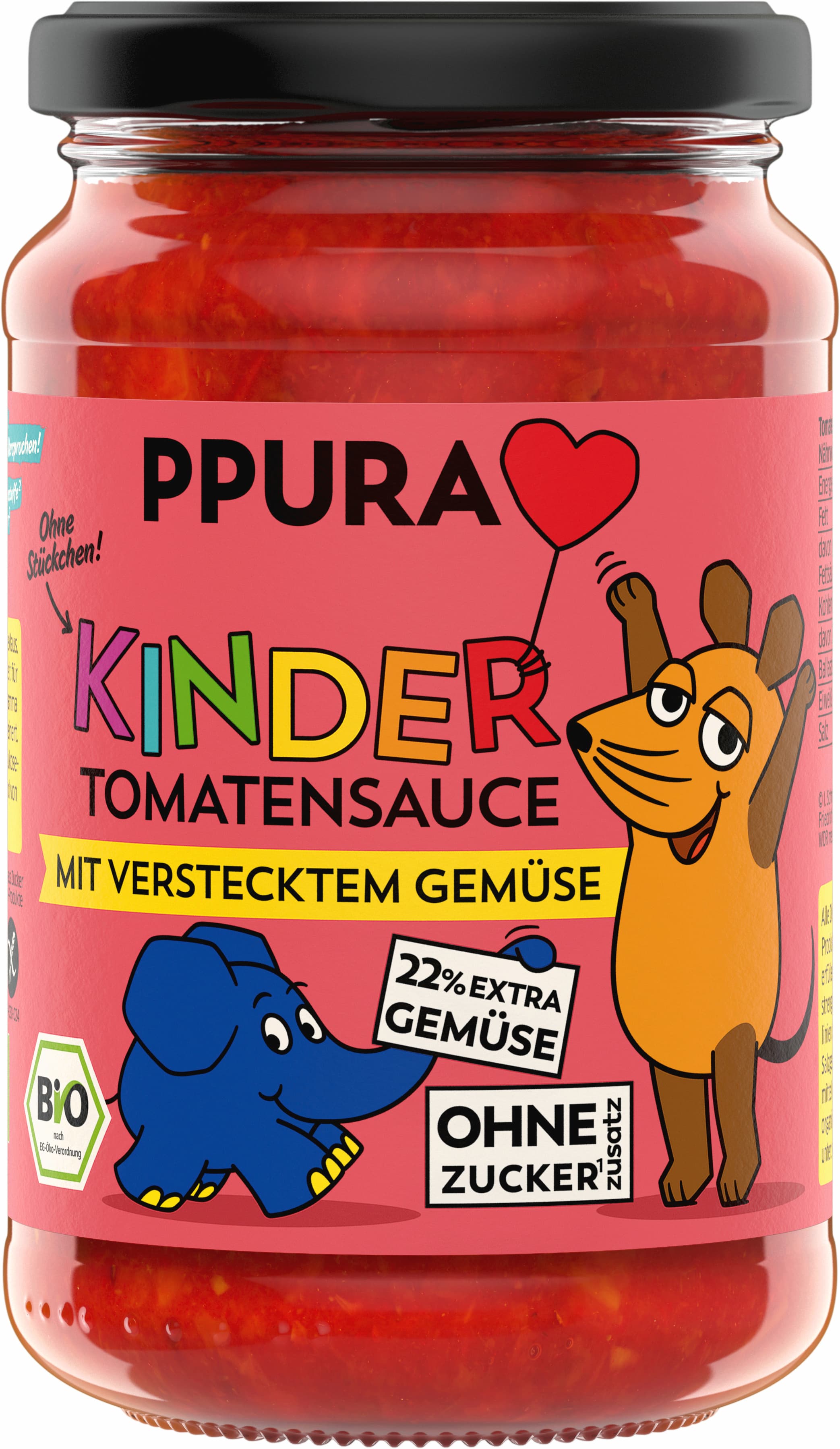 PPURA Bio Tomatensauce für Kinder mit Gemüse, 100% natürlich