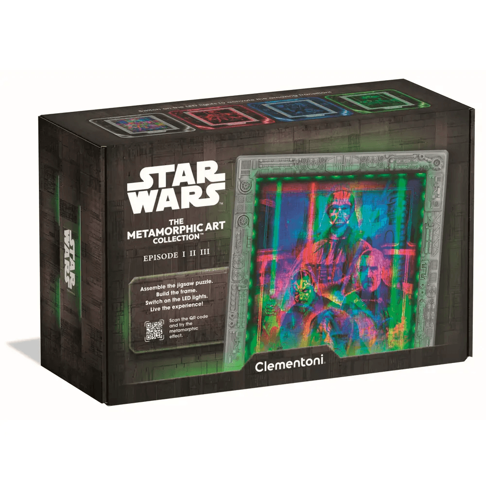 Clementoni Star Wars Metamorphic Art Collection Episoden I–III, 520 Teile mit LED-Rahmen