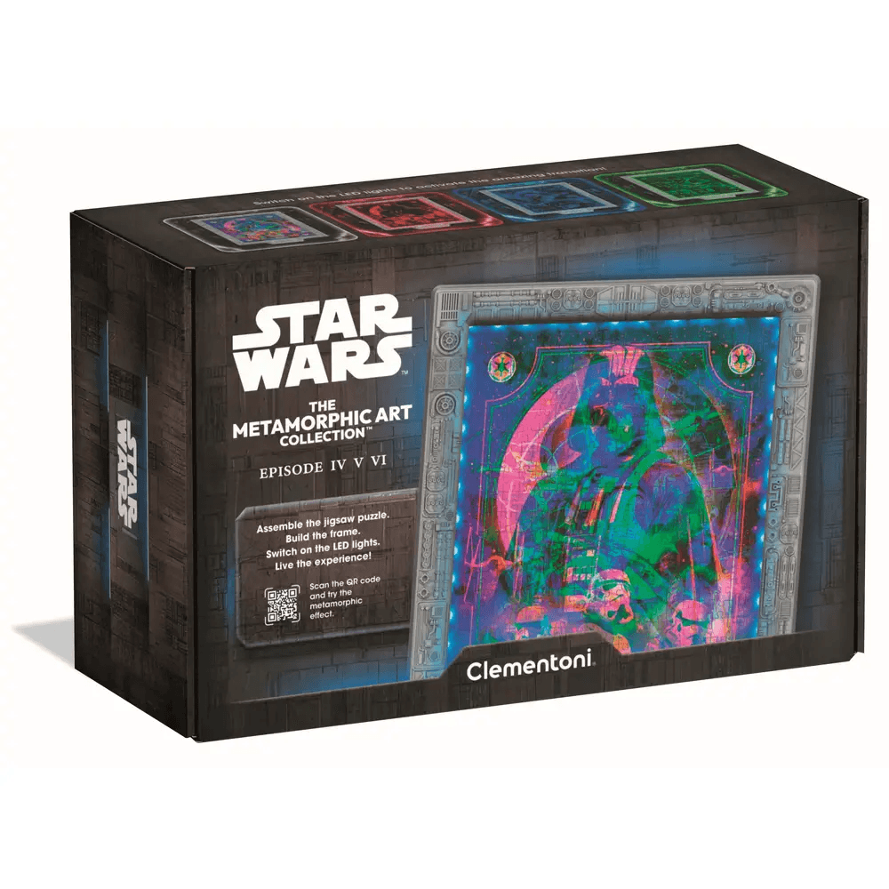 Clementoni Star Wars Metamorphic Art Collection Episoden IV–VI, 520 Teile mit LED-Rahmen