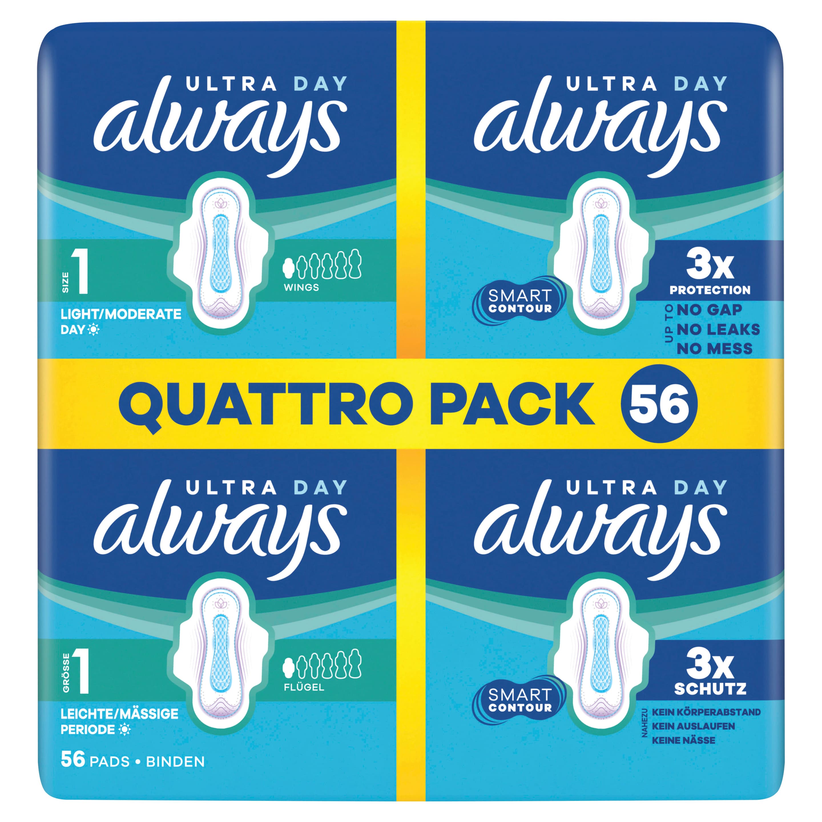 Always Ultra Damenbinden Größe 1 - Normal mit Flügeln Quattropack 56