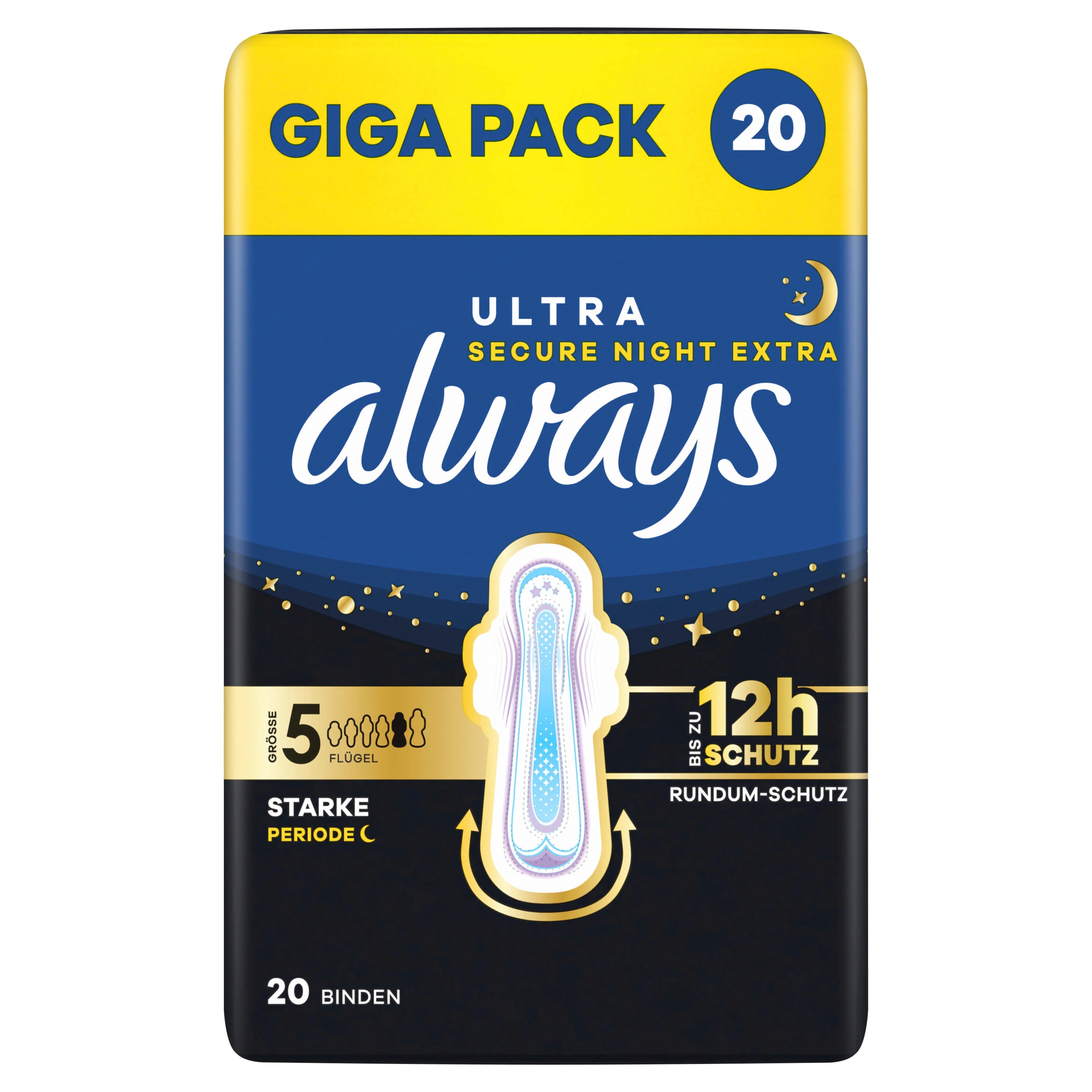 ALWAYS Ultra Starke Periode (Größe 5) Damenbinden mit Flügeln