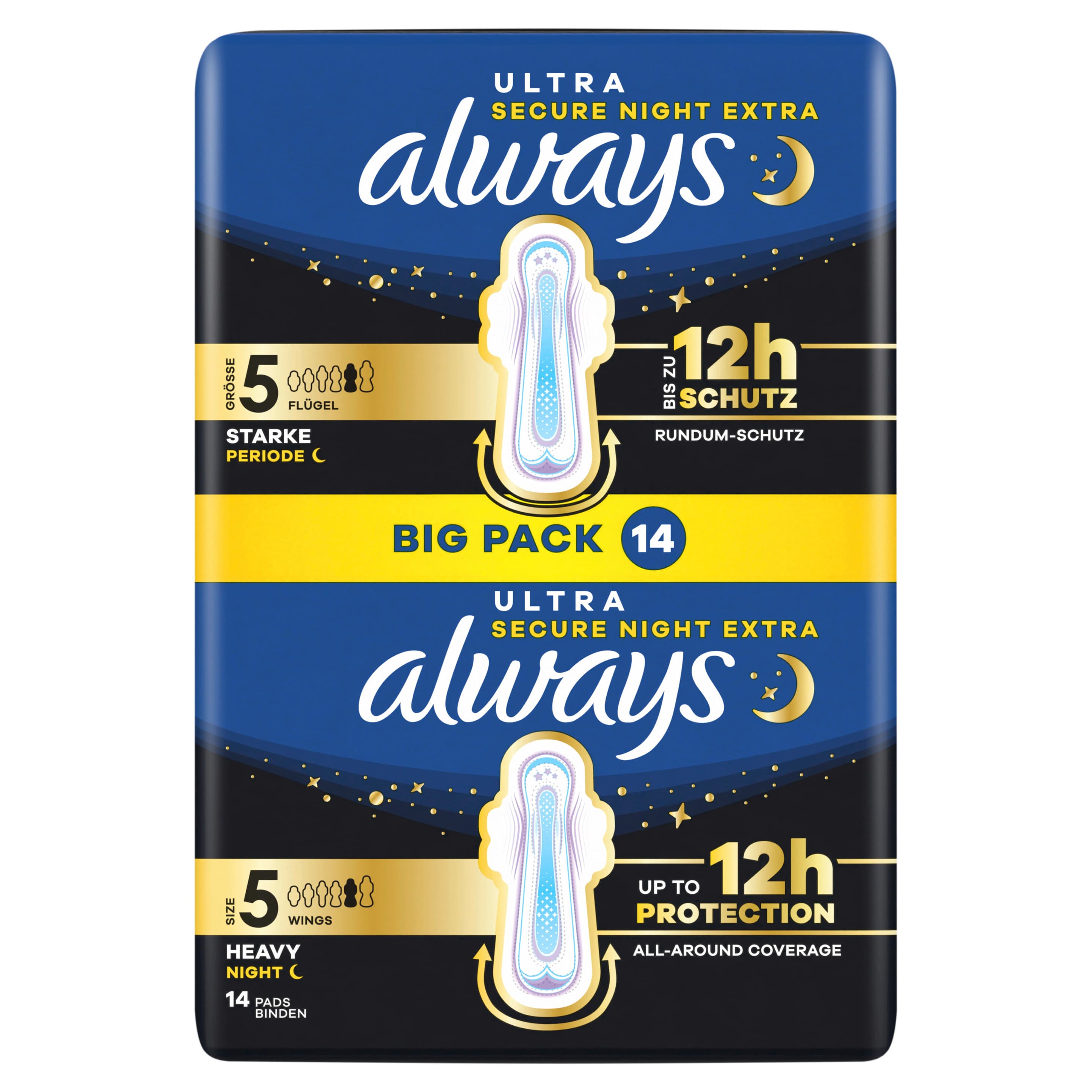 ALWAYS Ultra Starke Periode (Größe 5) Damenbinden mit Flügeln