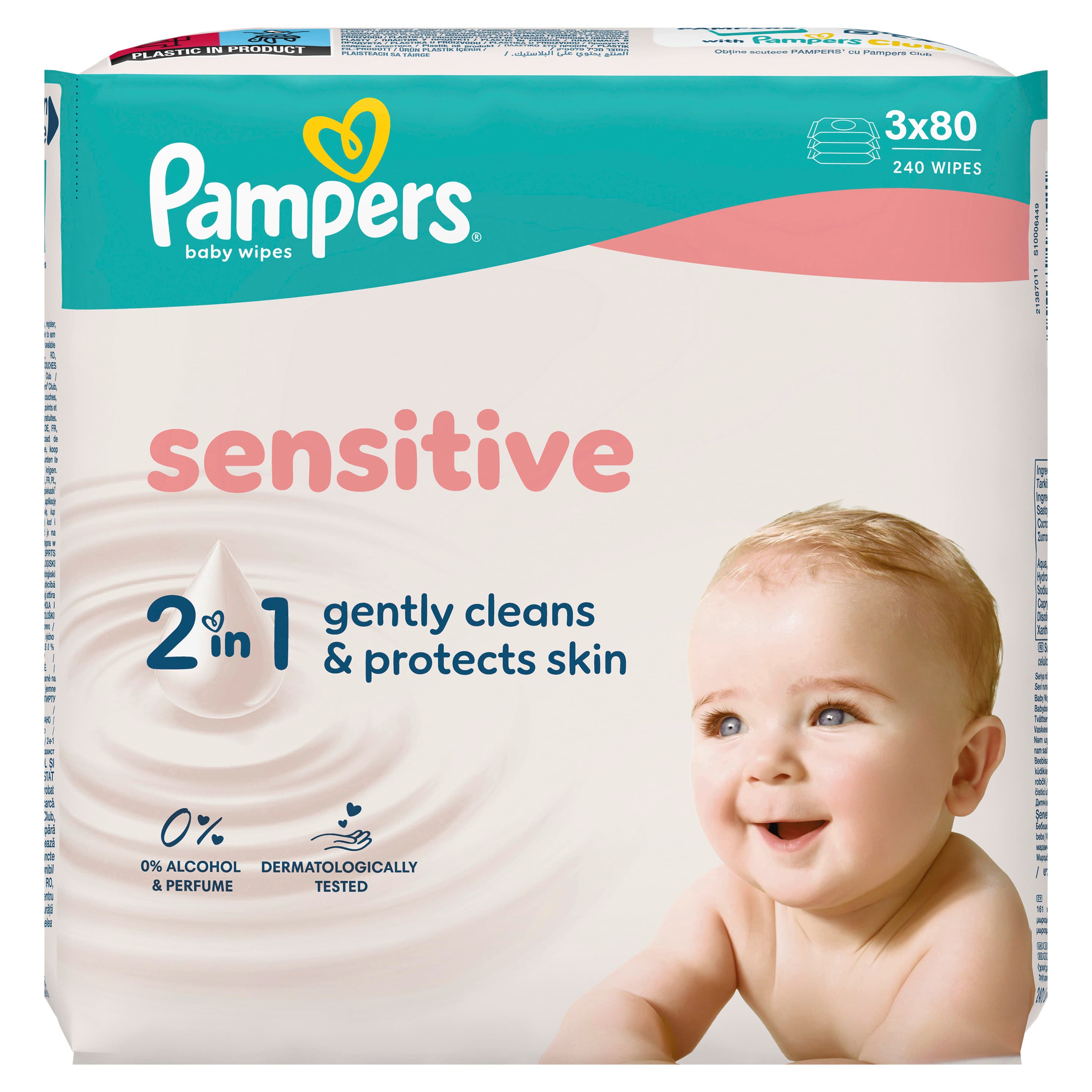 Pampers Sensitive Feuchttücher - 2-in-1 sanfte Reinigung & Hautschutz