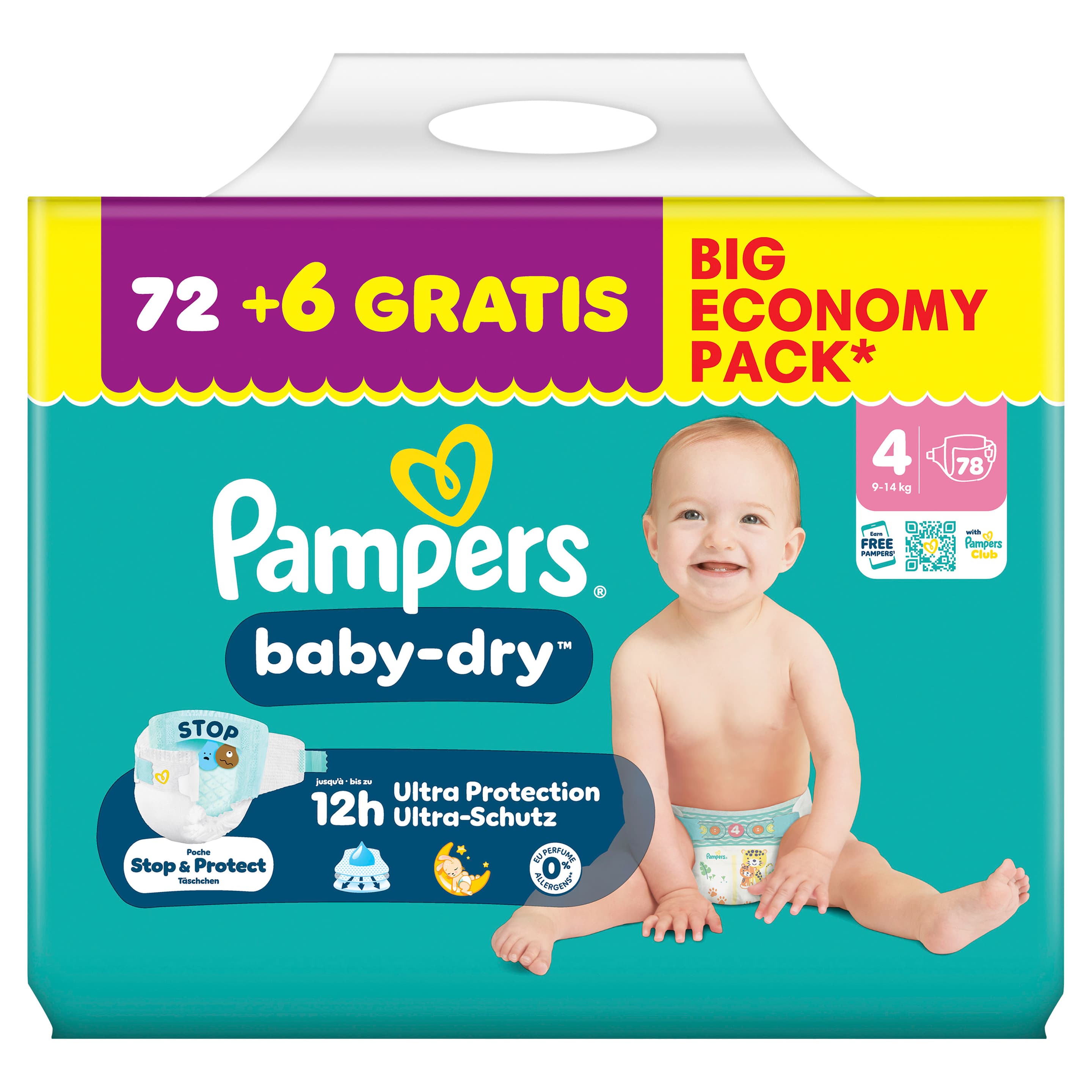 Pampers BABY DRY Windeln Gr.4 Maxi 9-14kg Big Economy Pack