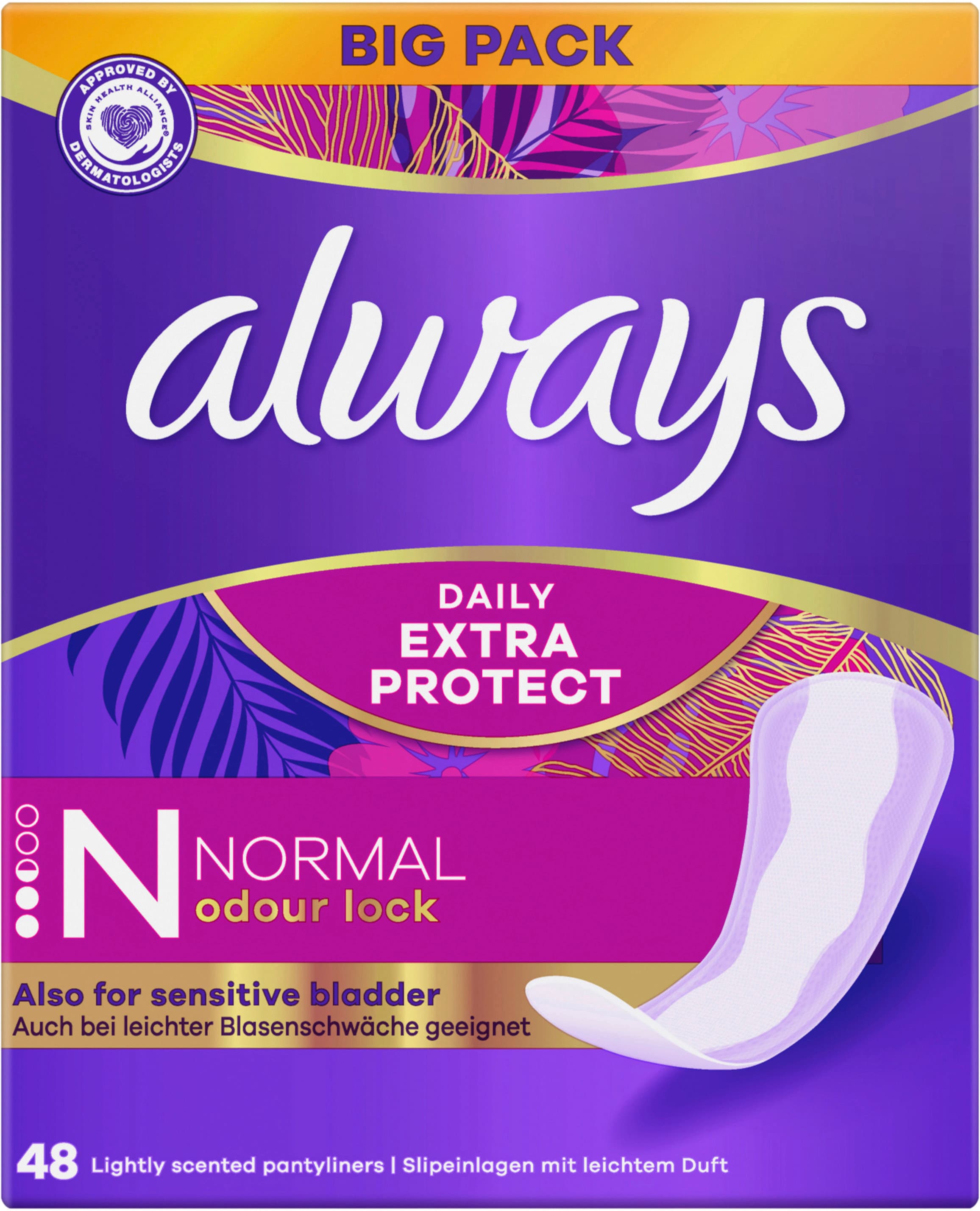Always Slipeinlagen Expert Daily Protect Normal mit leichtem Duft BigPack 48ST
