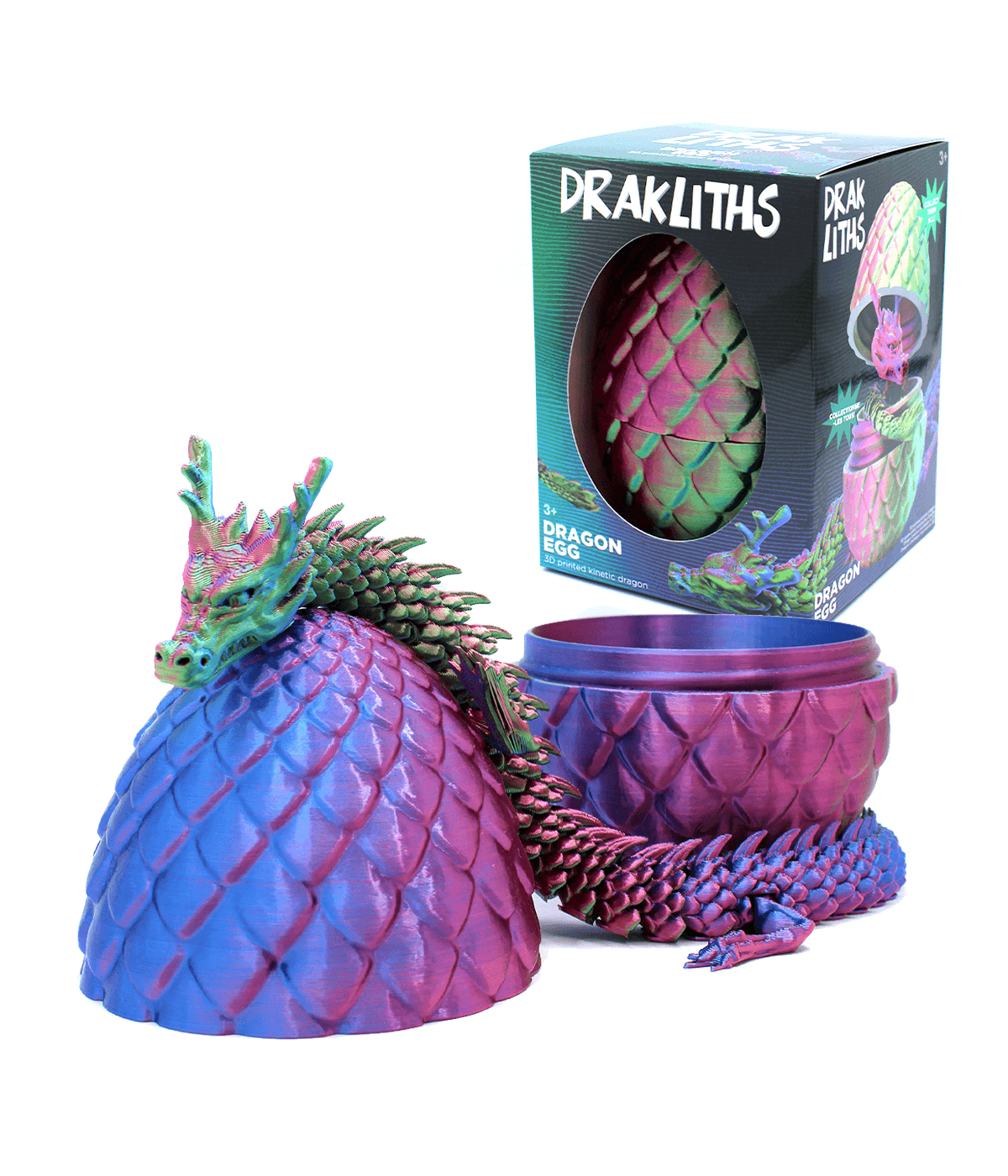 Joy Toy - Drakliths 3D Print Fidget Toy – Drachenei mit Drache, 11x11x15 cm – Keine Auswahl möglich