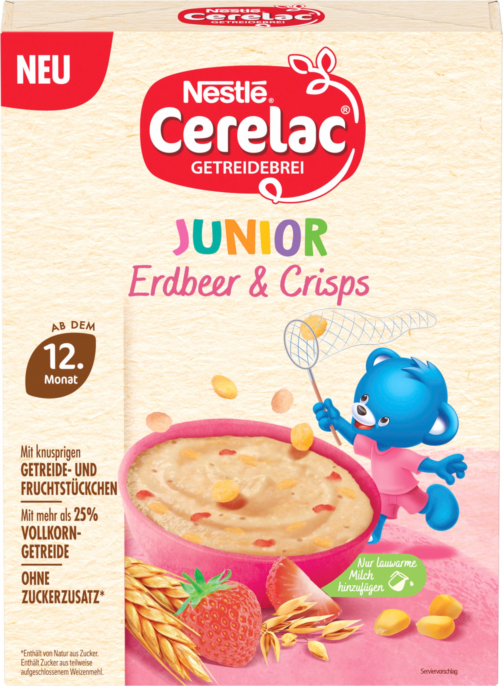 Nestlé Cerelac Junior Erdbeer & Crisps Getreidebrei ab dem 12. Monat