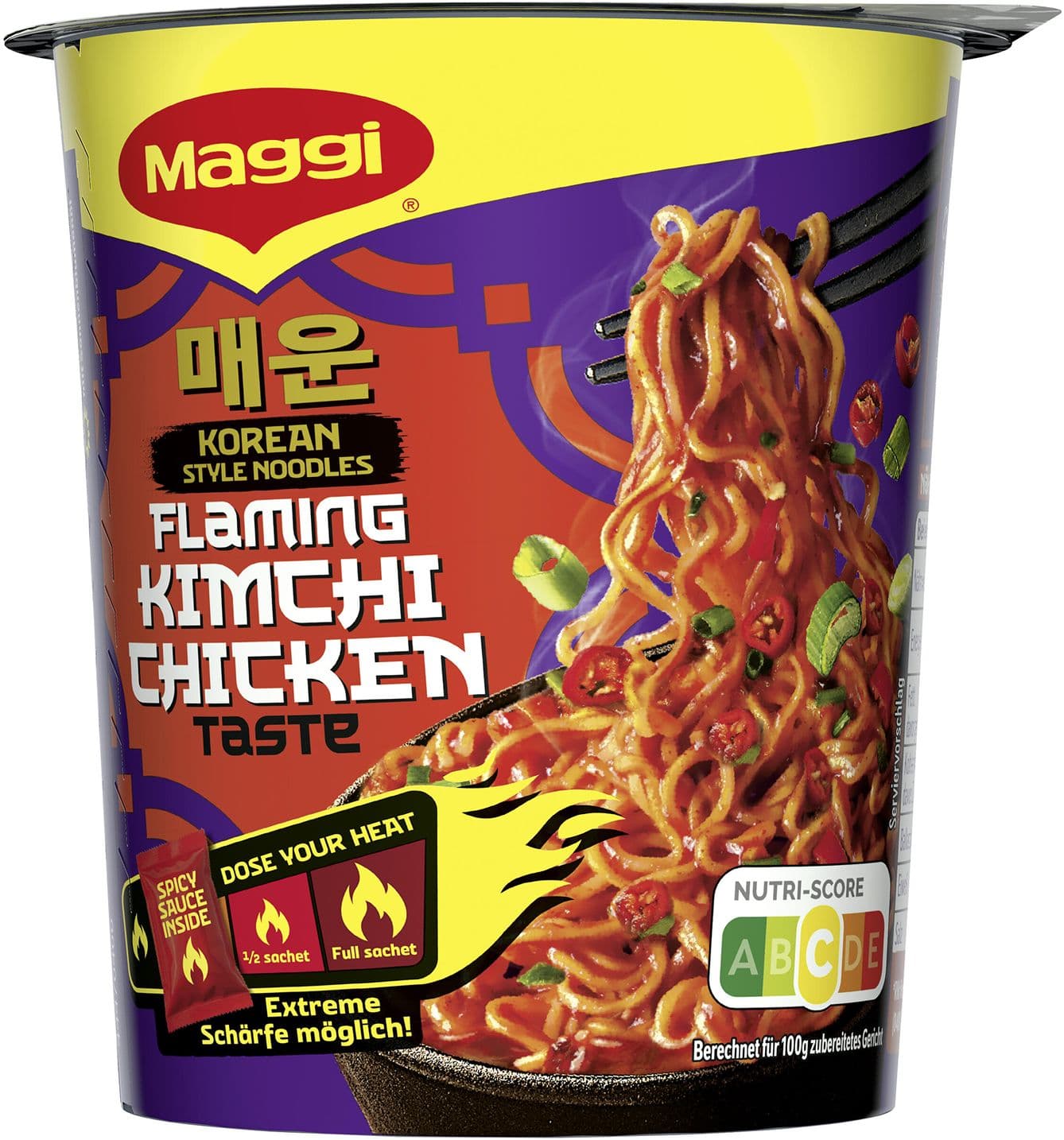MAGGI Korean Style Noodles Flaming Kimchi Chicken Taste