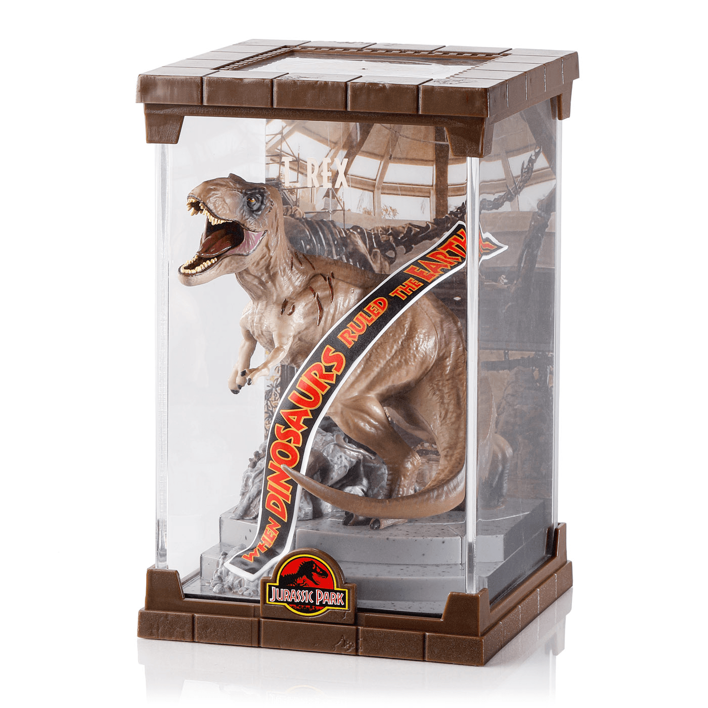 The Noble Collection - Jurassic Park T. rex Miniatur – Detailreiche Dino‑Sammlerfigur auf Diorama‑Base, offiziell
